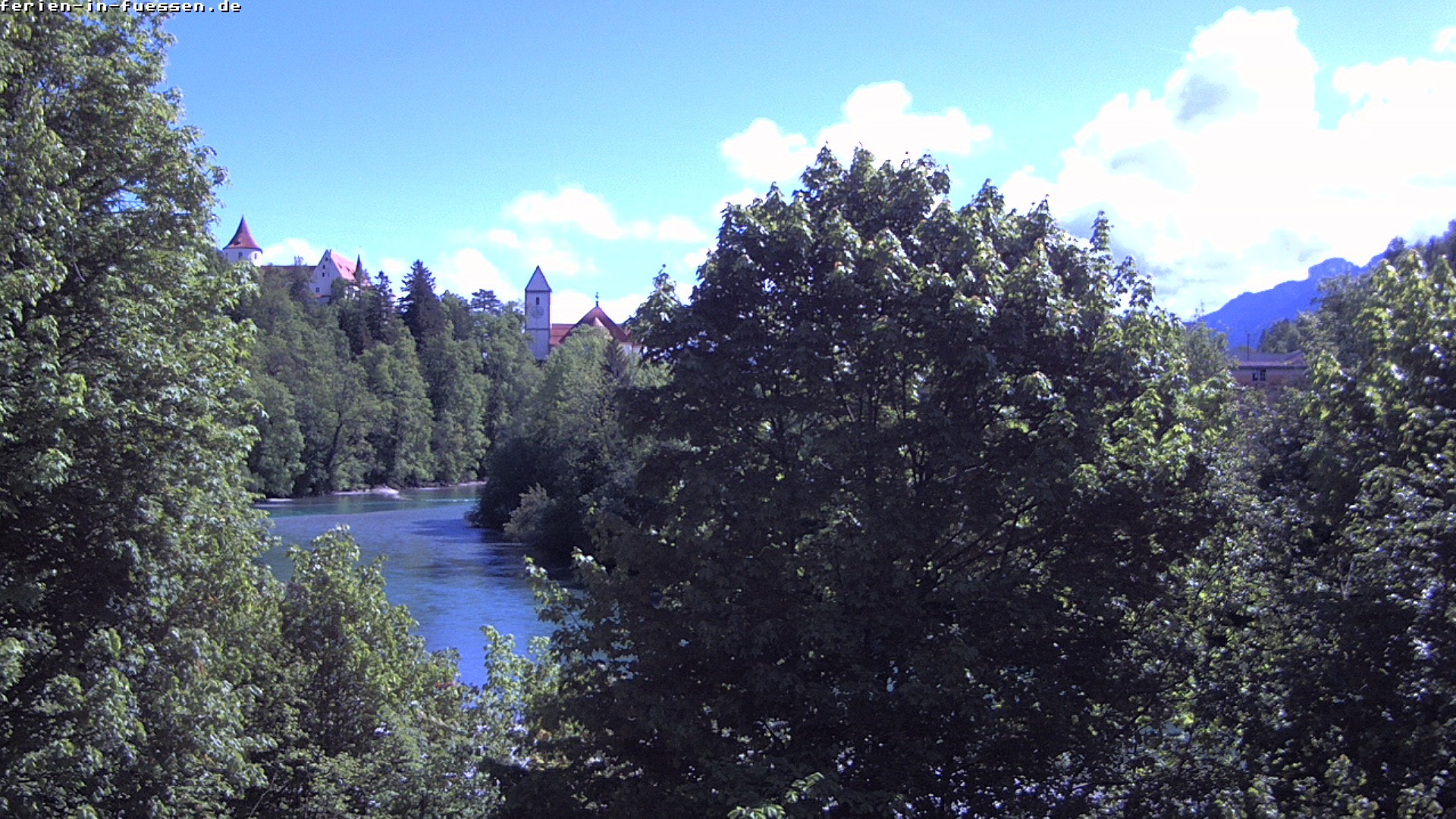 Archiv Foto Webcam Füssen: Blick auf Lech und Hohes Schloss