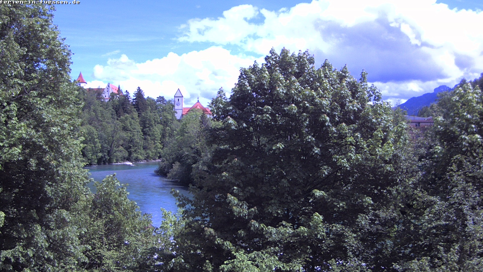 Archiv Foto Webcam Füssen: Blick auf Lech und Hohes Schloss