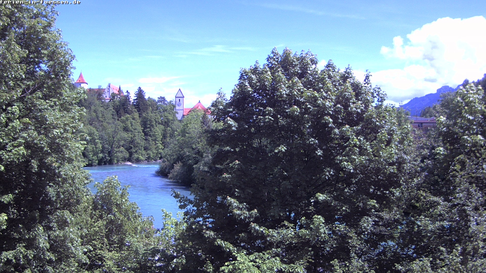 Archiv Foto Webcam Füssen: Blick auf Lech und Hohes Schloss