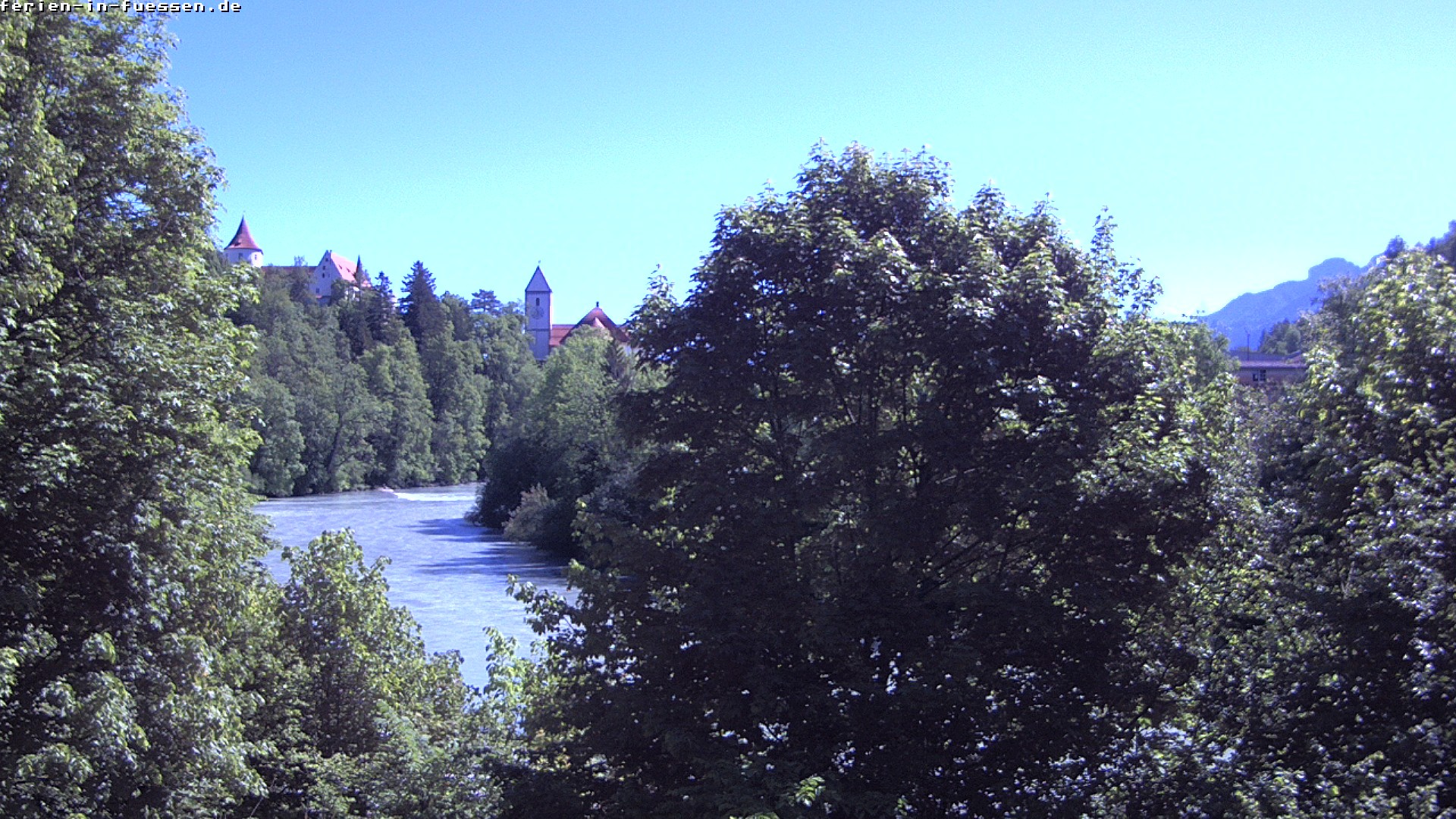 Archiv Foto Webcam Füssen: Blick auf Lech und Hohes Schloss