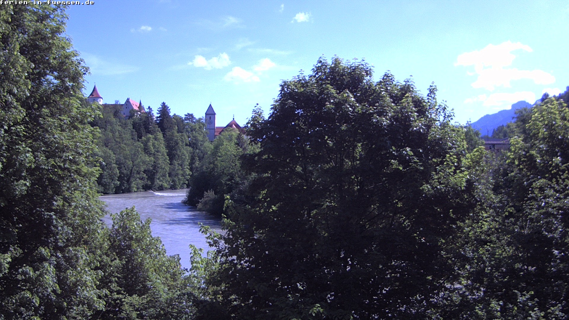 Archiv Foto Webcam Füssen: Blick auf Lech und Hohes Schloss
