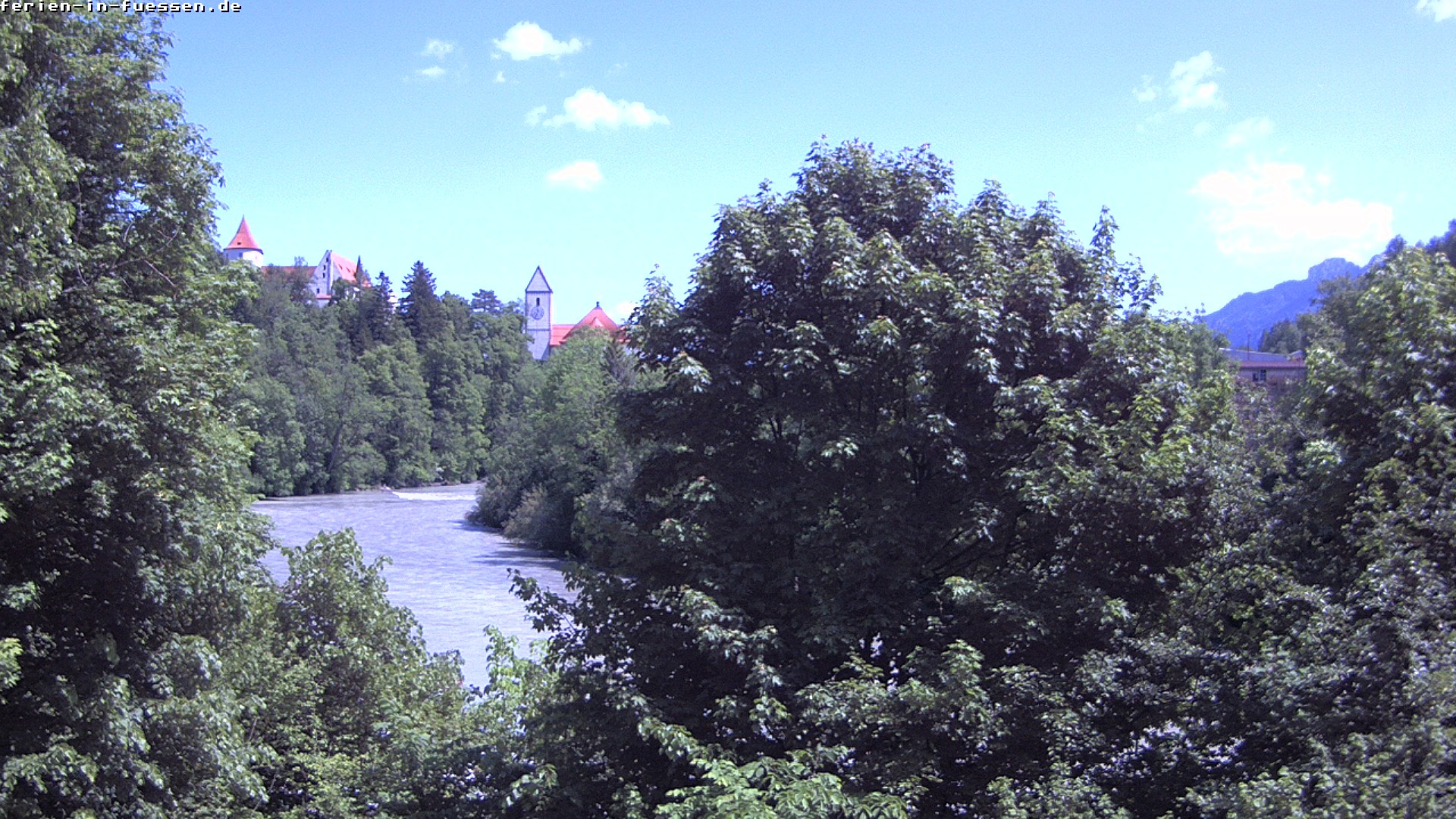 Archiv Foto Webcam Füssen: Blick auf Lech und Hohes Schloss