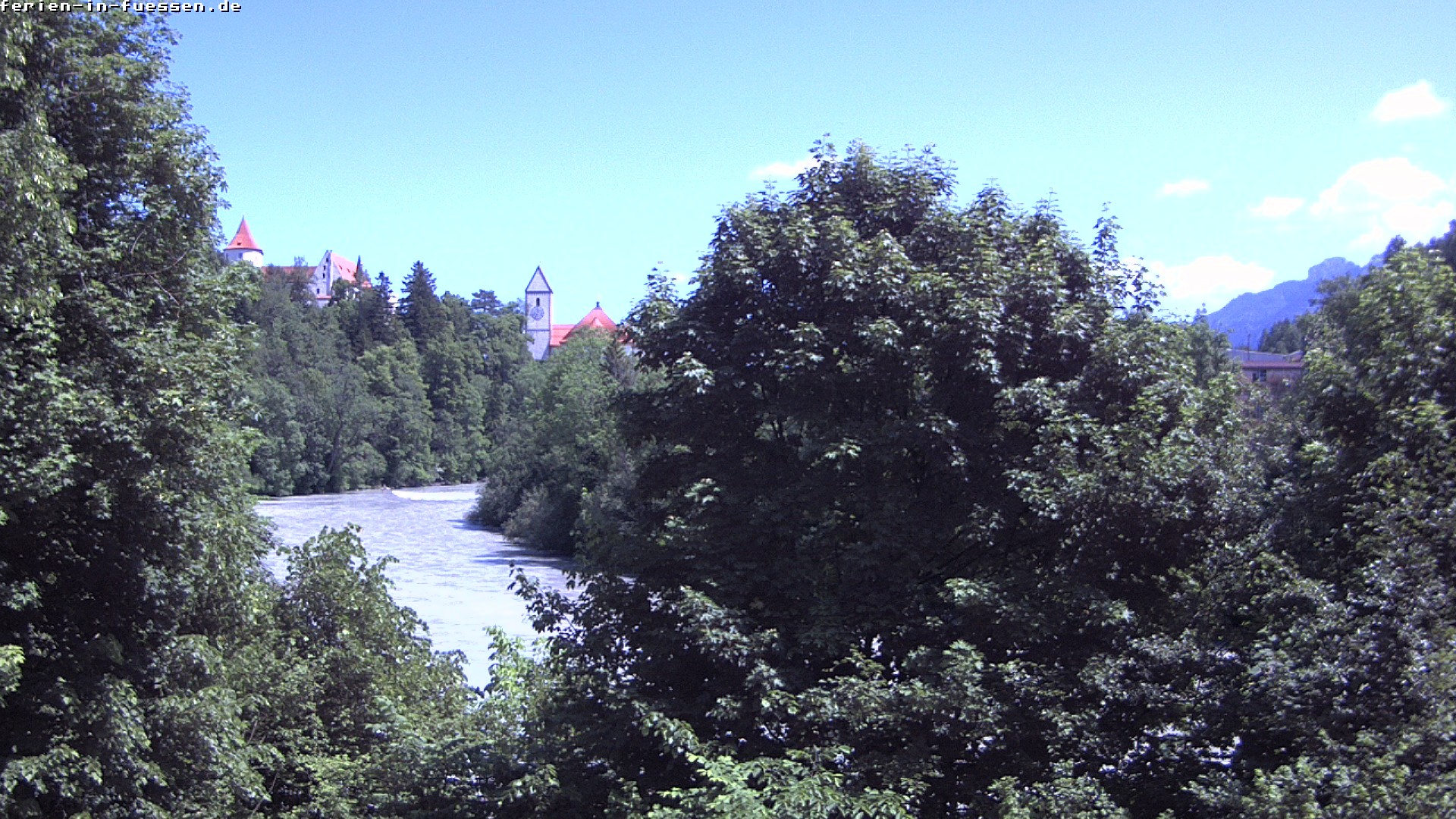 Archiv Foto Webcam Füssen: Blick auf Lech und Hohes Schloss