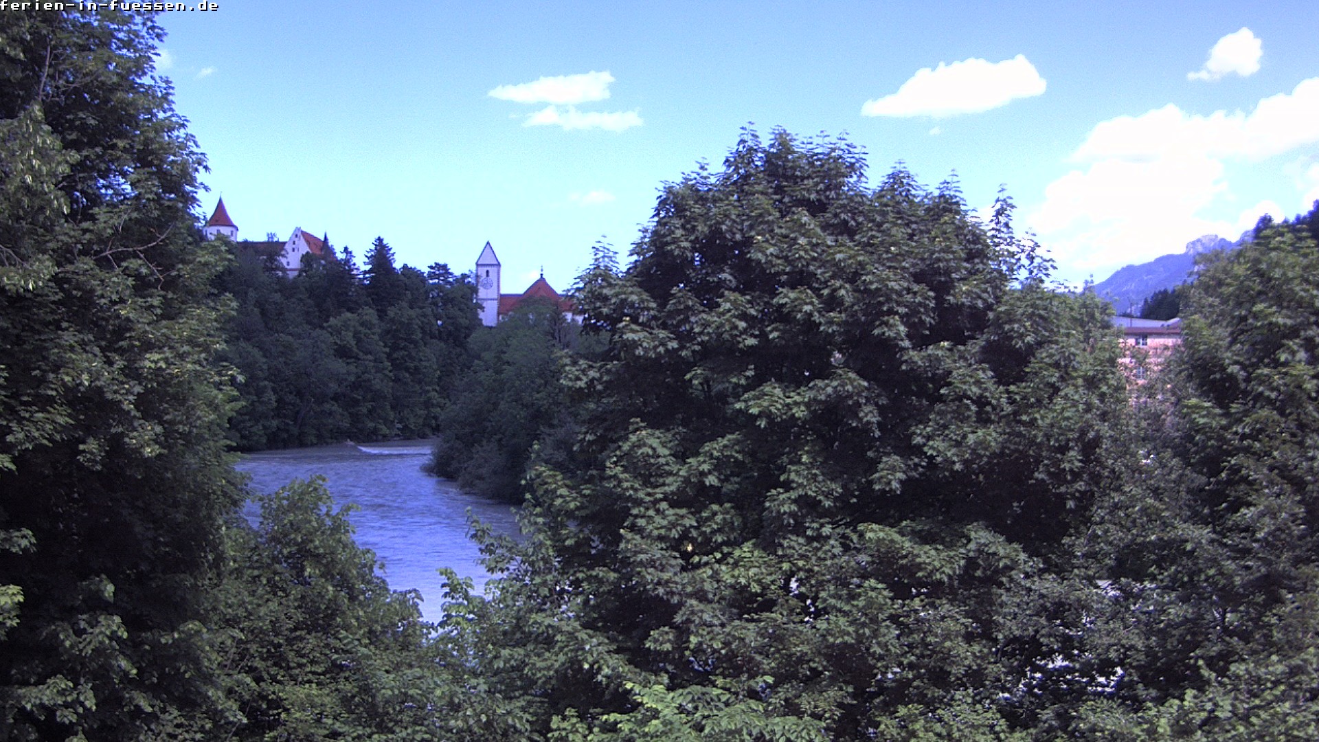 Archiv Foto Webcam Füssen: Blick auf Lech und Hohes Schloss