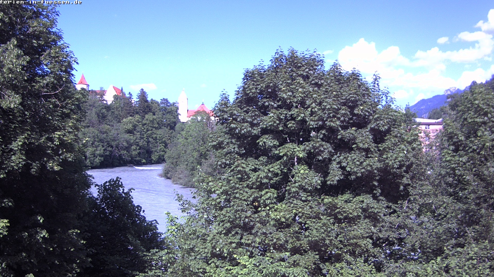 Archiv Foto Webcam Füssen: Blick auf Lech und Hohes Schloss