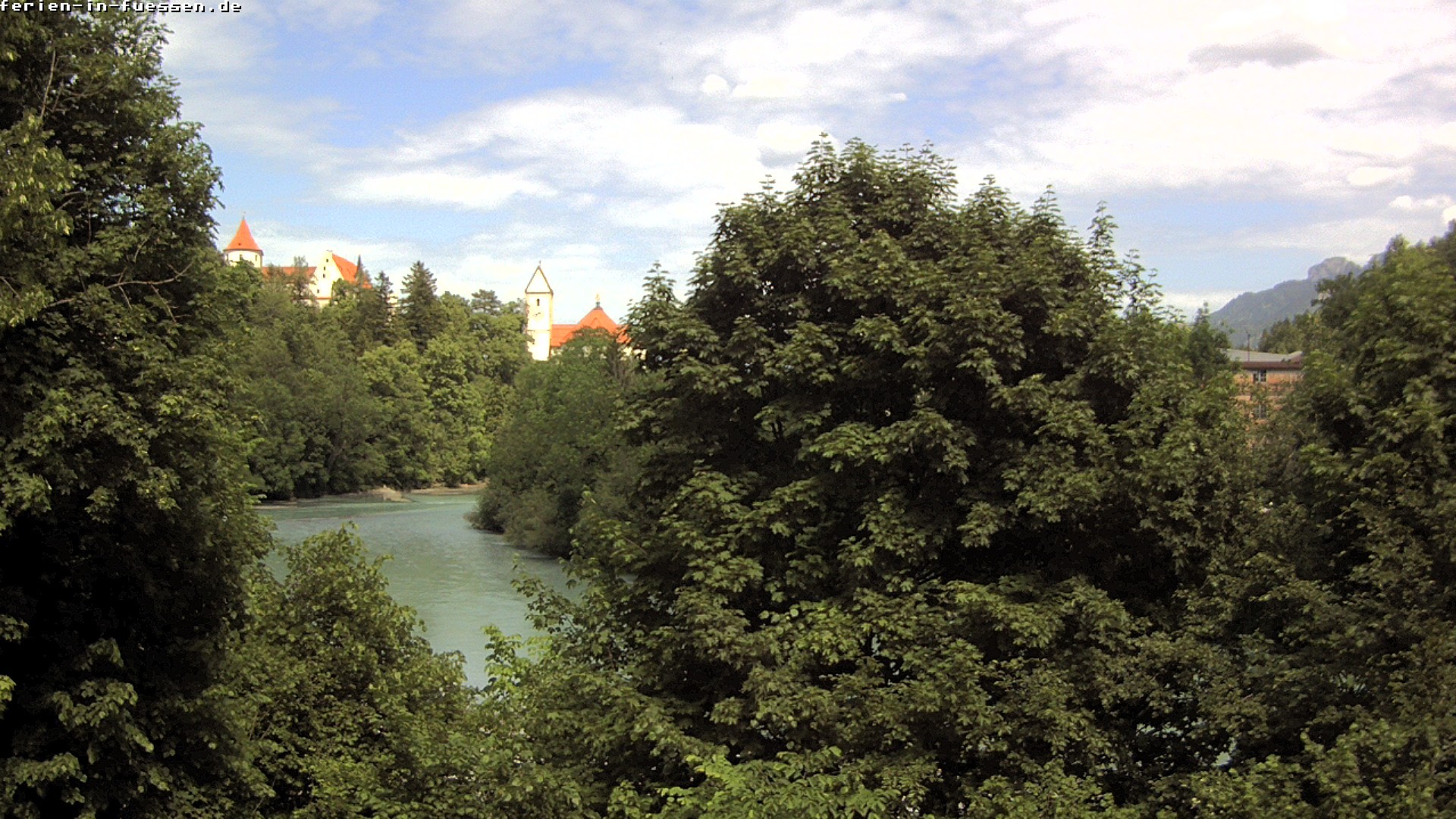 Archiv Foto Webcam Füssen: Blick auf Lech und Hohes Schloss