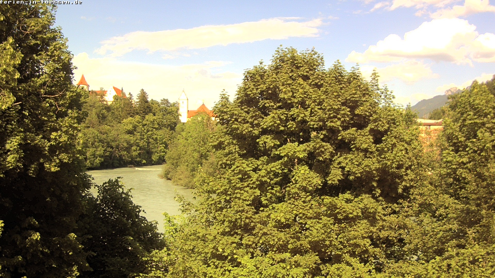 Archiv Foto Webcam Füssen: Blick auf Lech und Hohes Schloss
