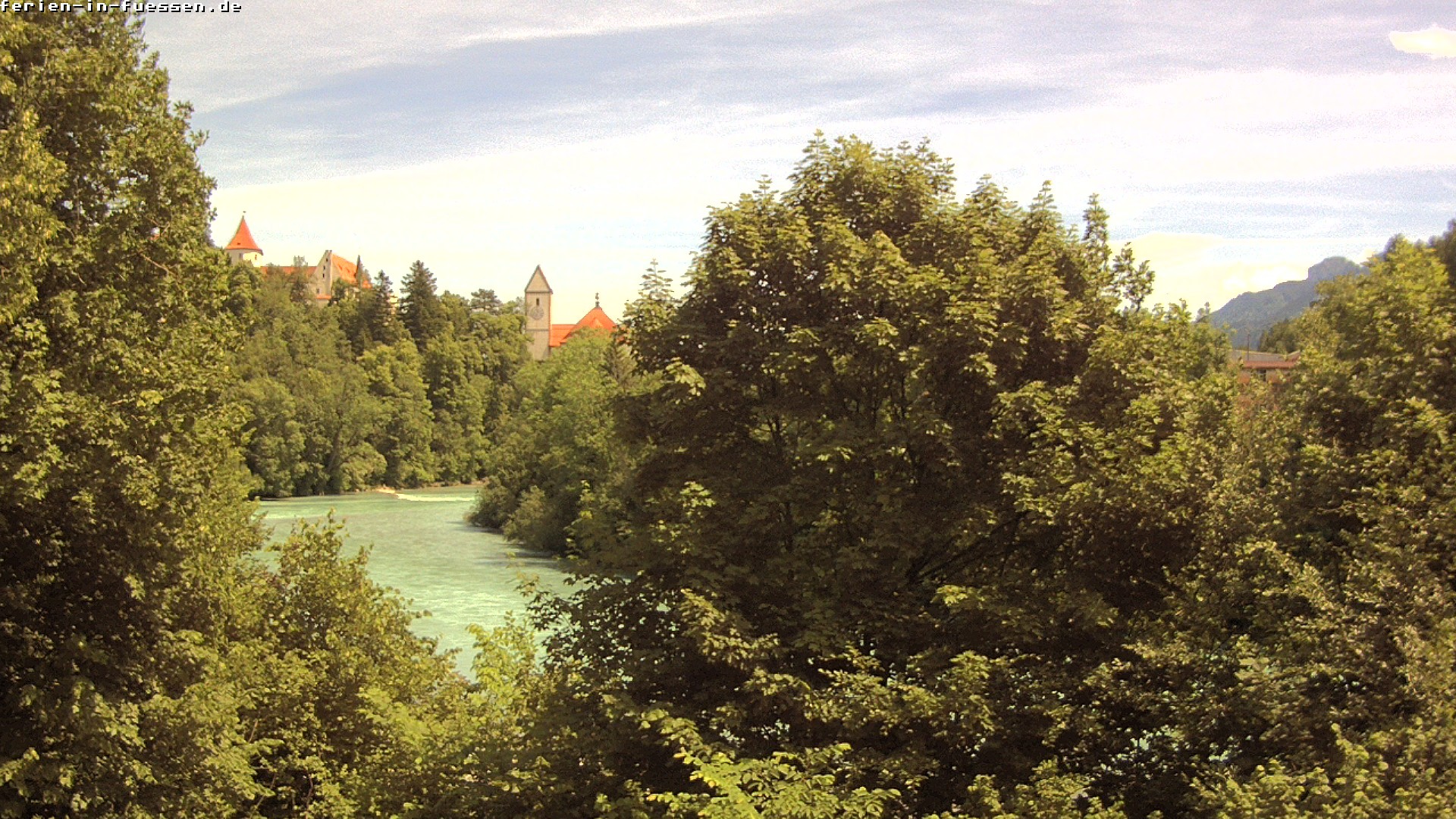 Archiv Foto Webcam Füssen: Blick auf Lech und Hohes Schloss