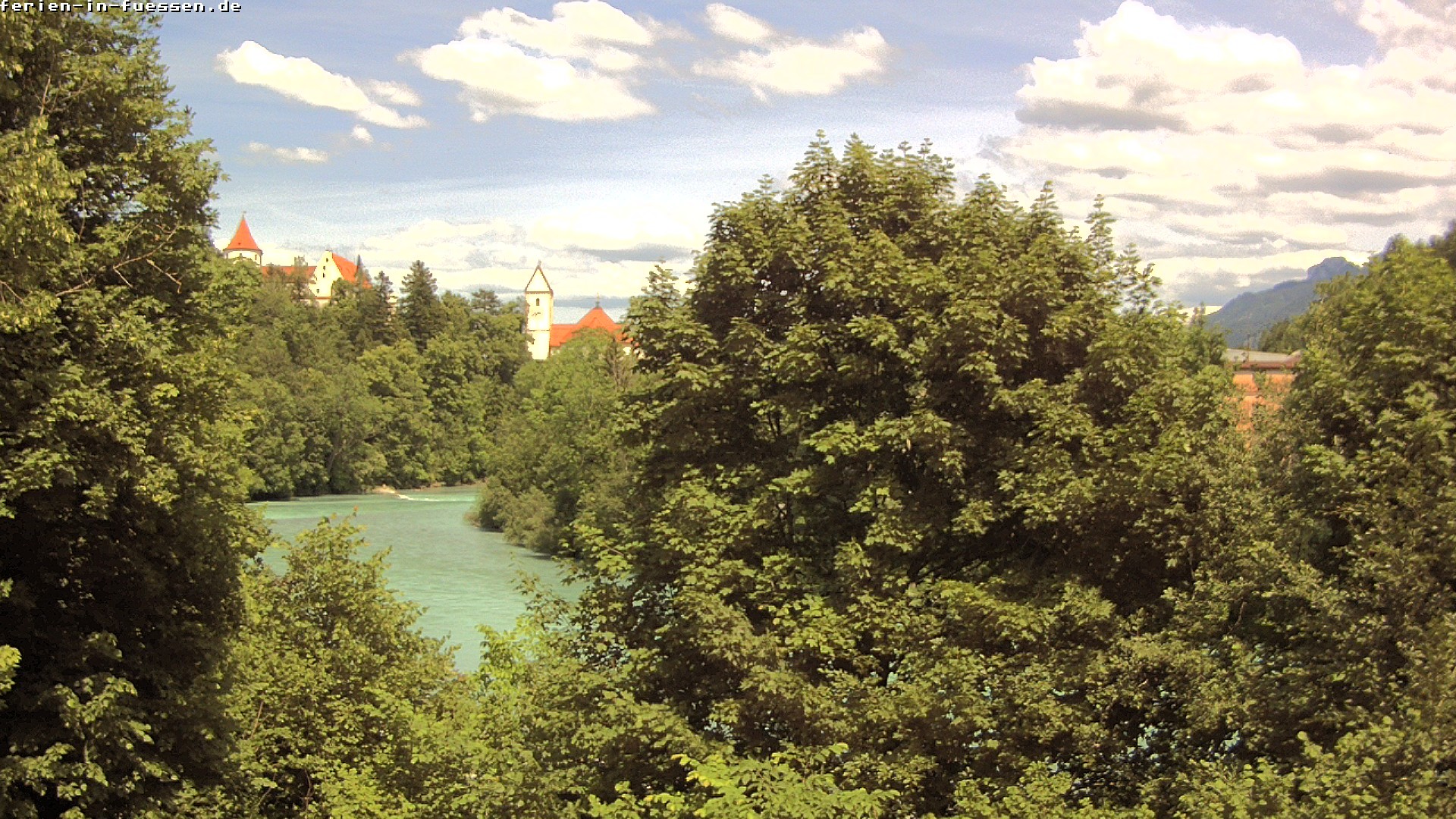 Archiv Foto Webcam Füssen: Blick auf Lech und Hohes Schloss