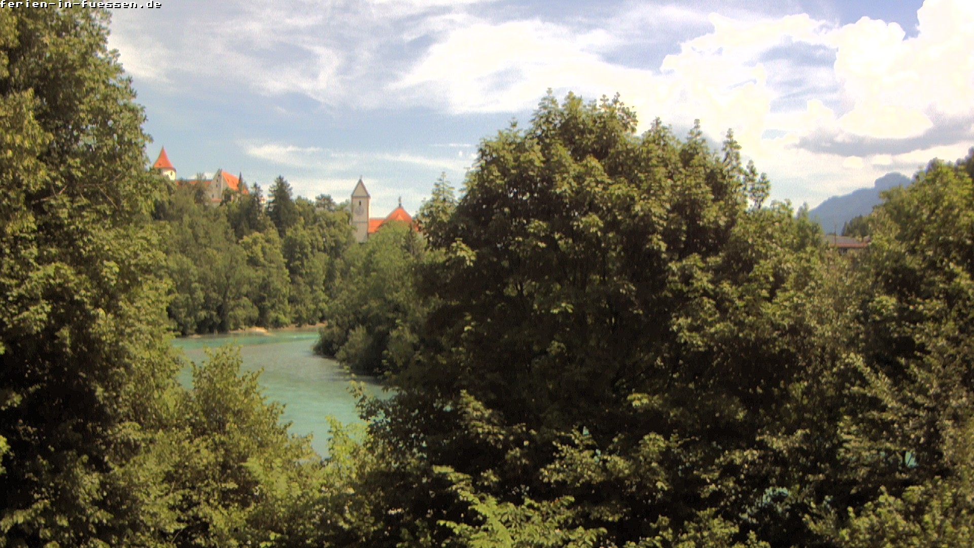 Archiv Foto Webcam Füssen: Blick auf Lech und Hohes Schloss