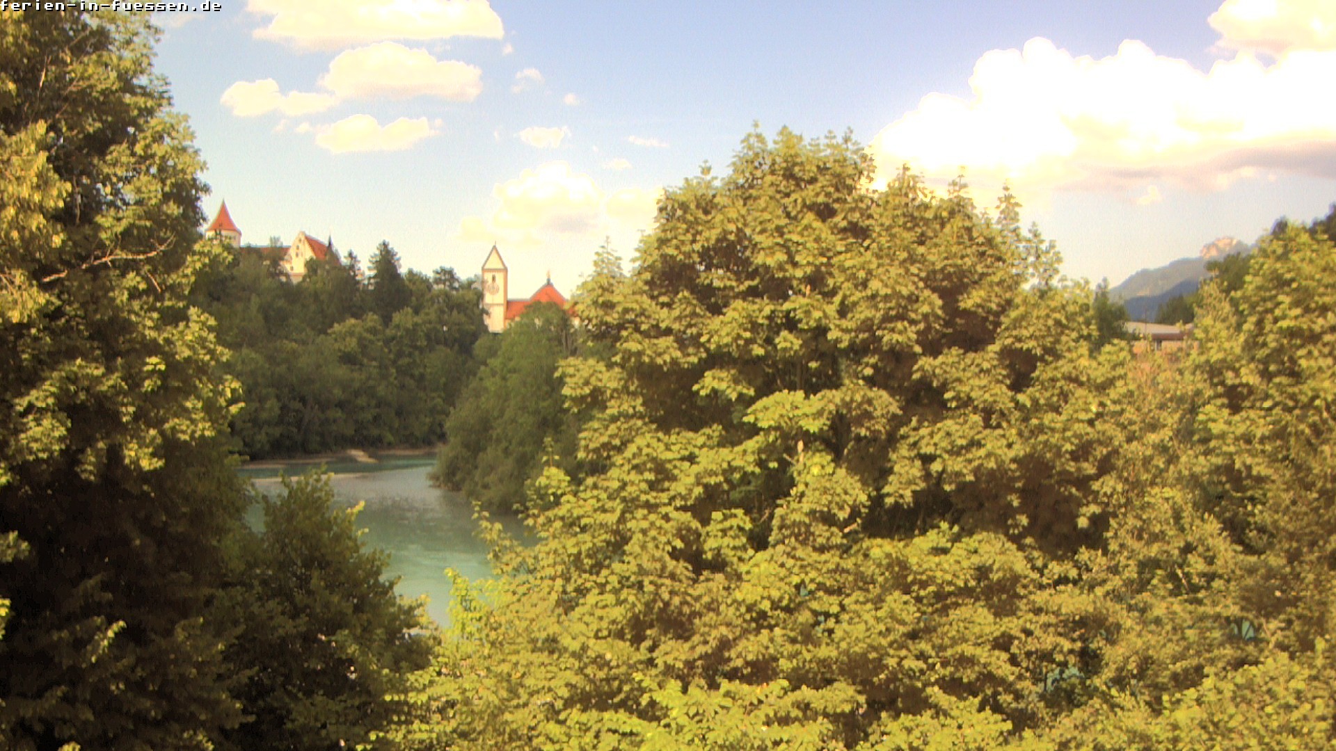 Archiv Foto Webcam Füssen: Blick auf Lech und Hohes Schloss