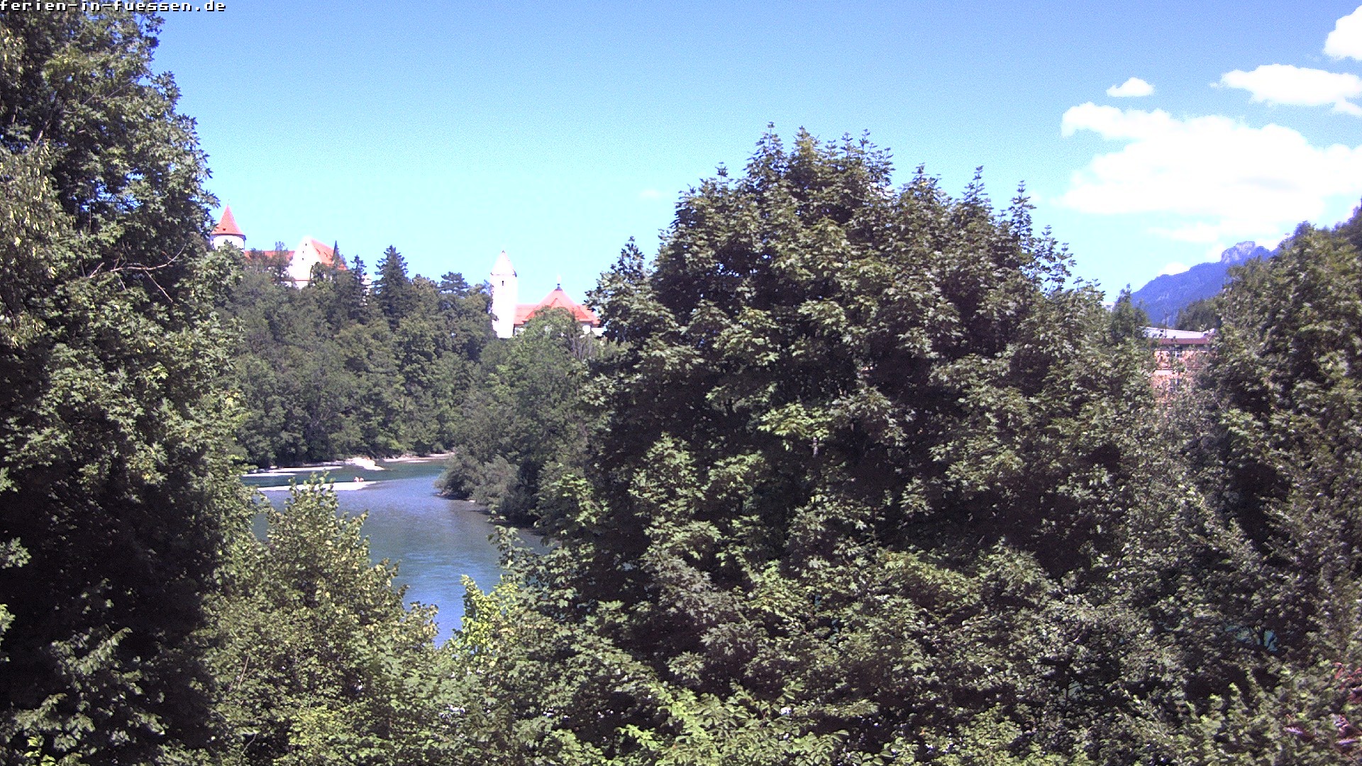 Archiv Foto Webcam Füssen: Blick auf Lech und Hohes Schloss