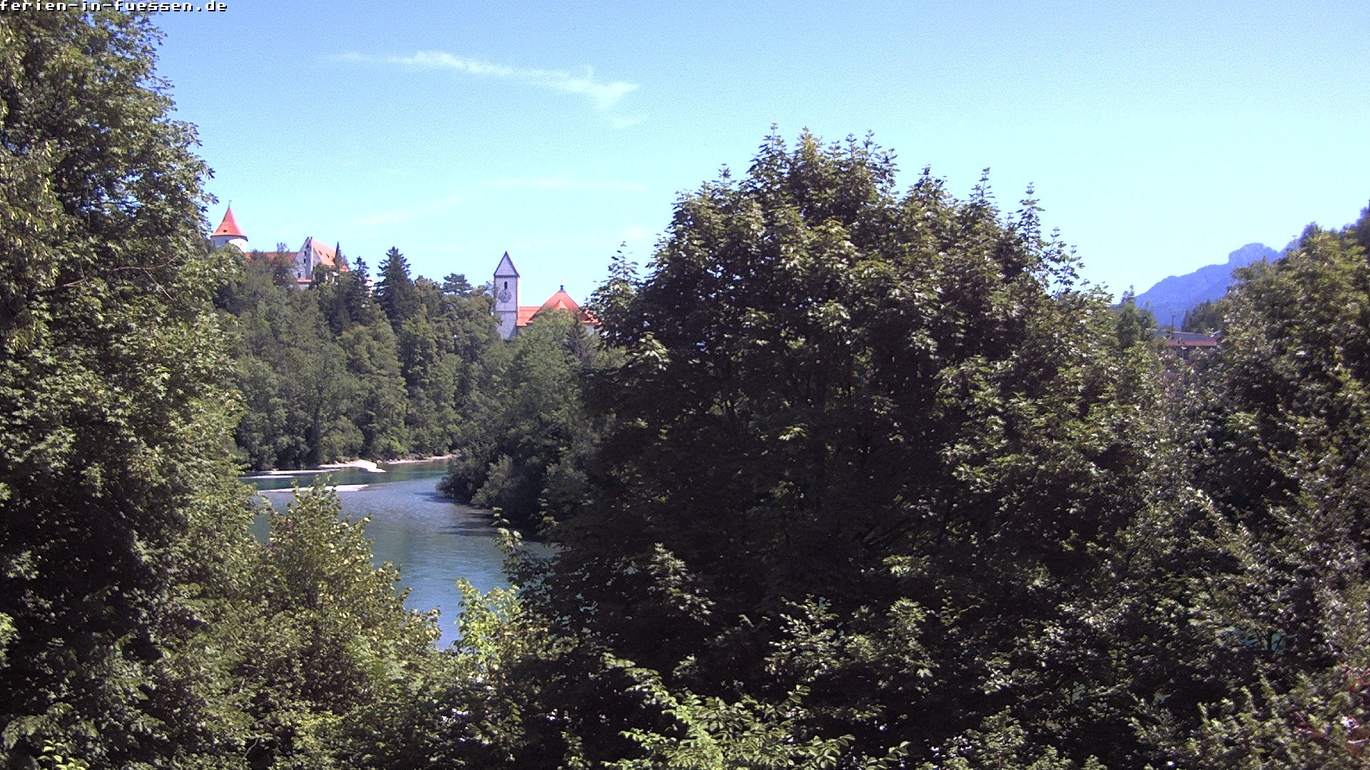Archiv Foto Webcam Füssen: Blick auf Lech und Hohes Schloss