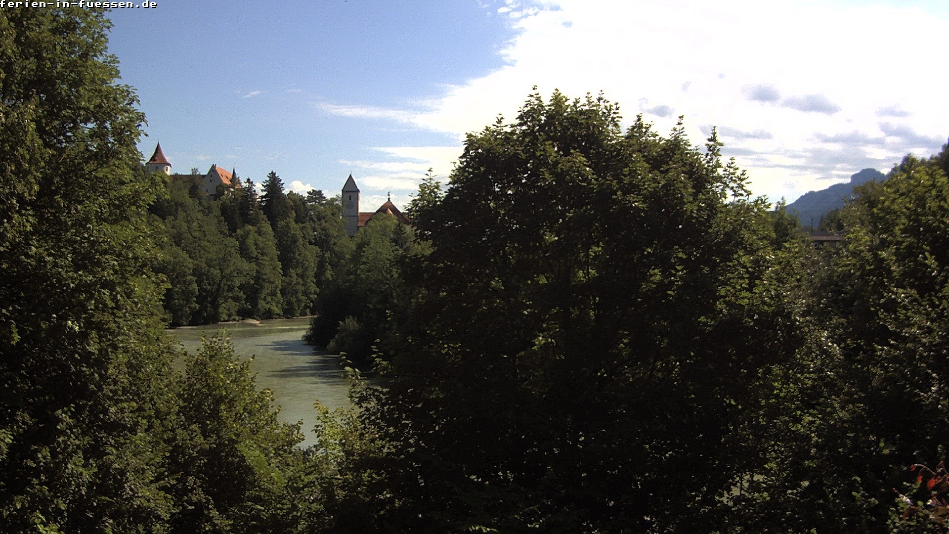 Archiv Foto Webcam Füssen: Blick auf Lech und Hohes Schloss
