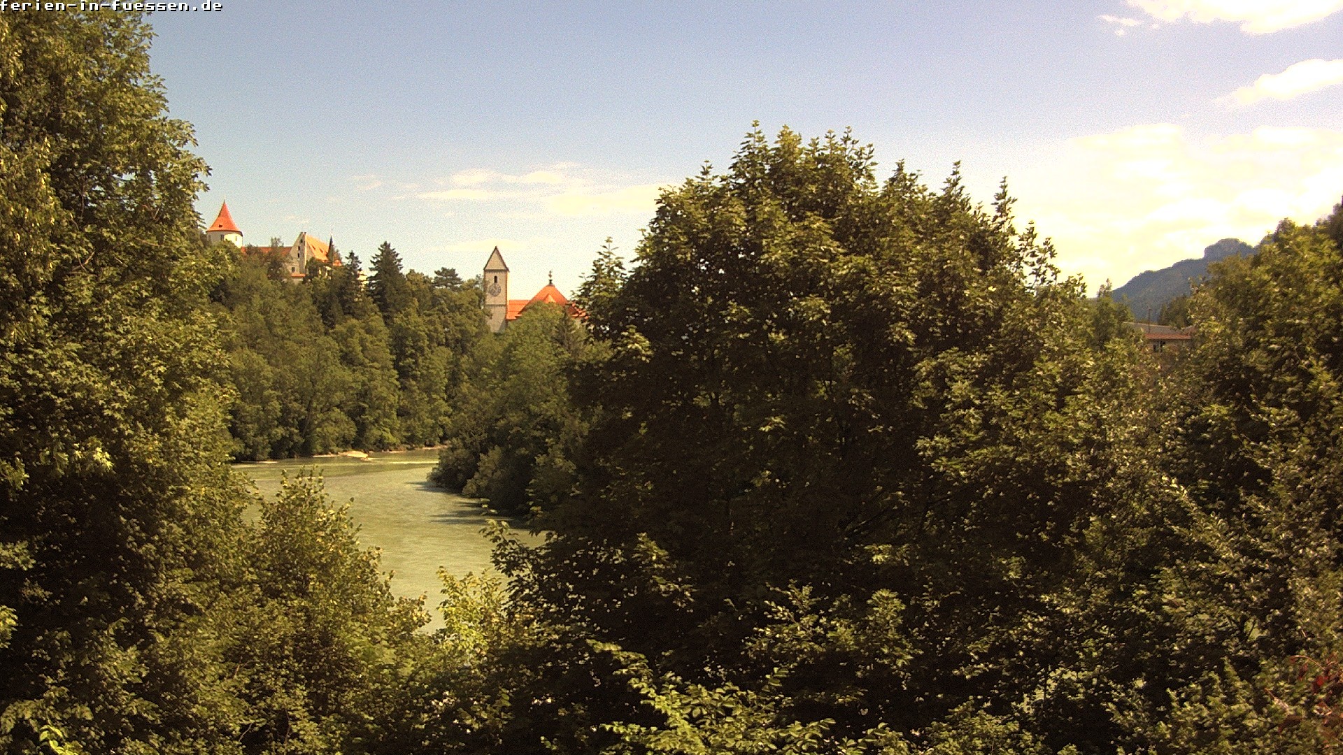 Archiv Foto Webcam Füssen: Blick auf Lech und Hohes Schloss