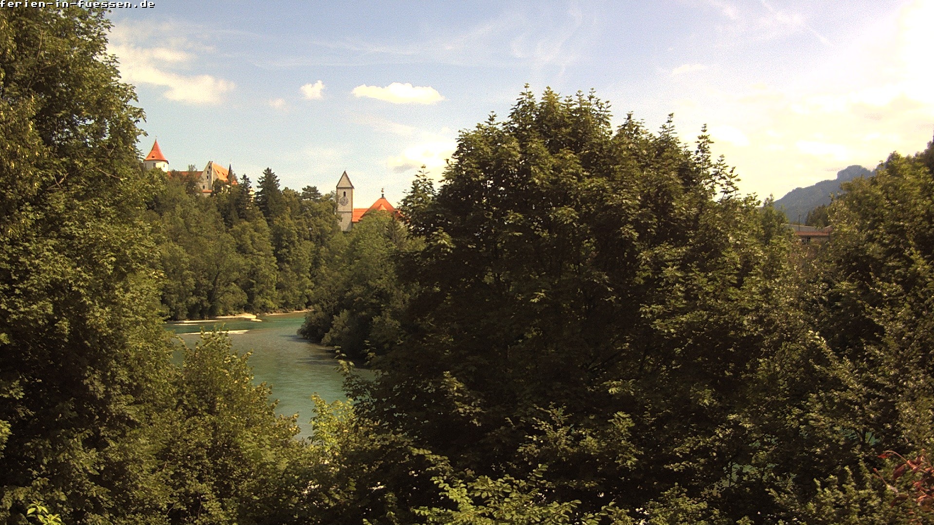 Archiv Foto Webcam Füssen: Blick auf Lech und Hohes Schloss