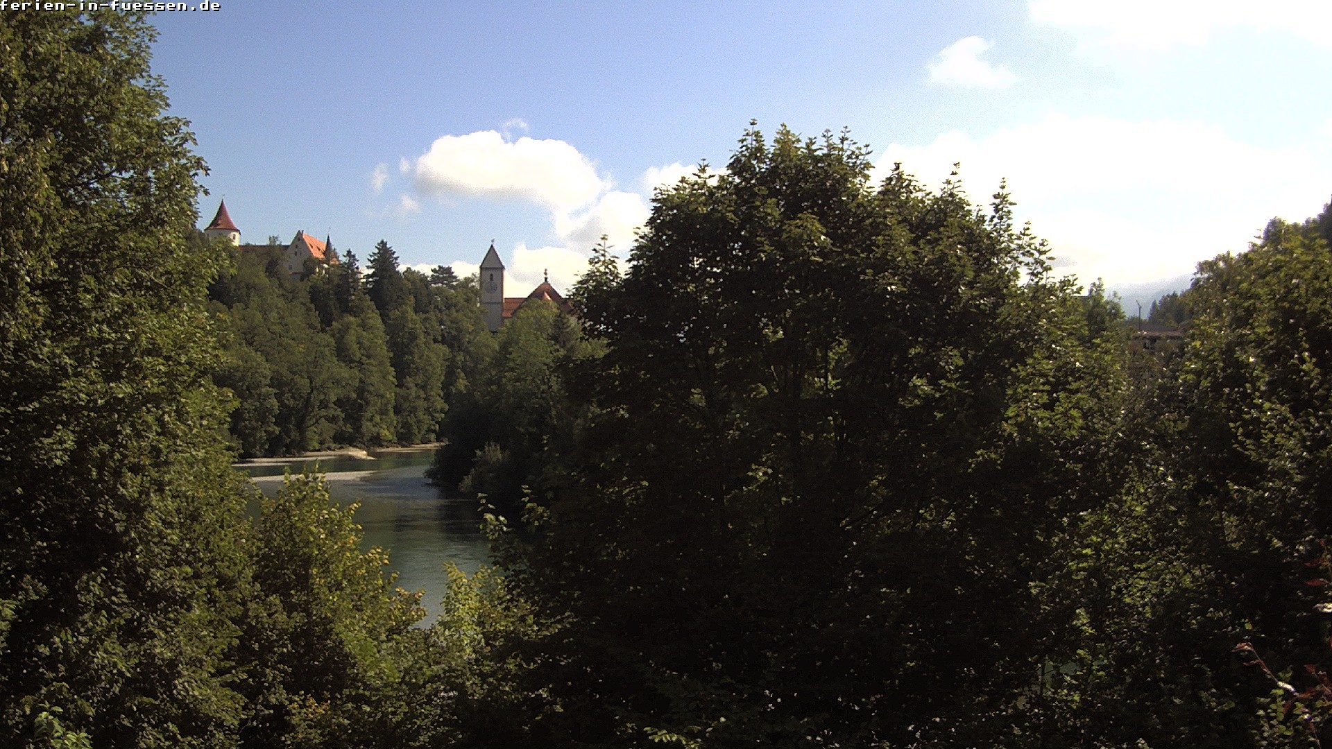 Archiv Foto Webcam Füssen: Blick auf Lech und Hohes Schloss