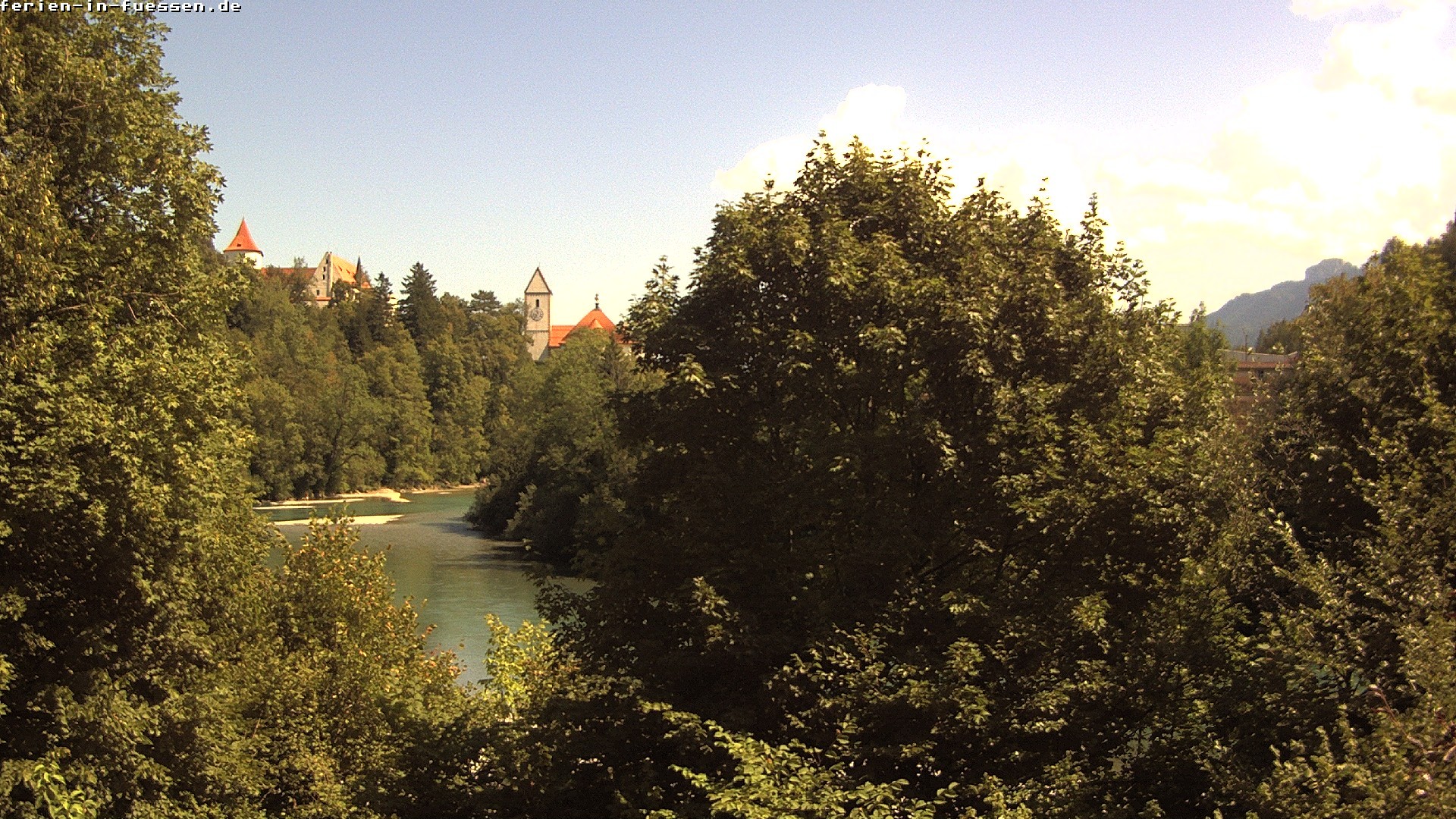 Archiv Foto Webcam Füssen: Blick auf Lech und Hohes Schloss
