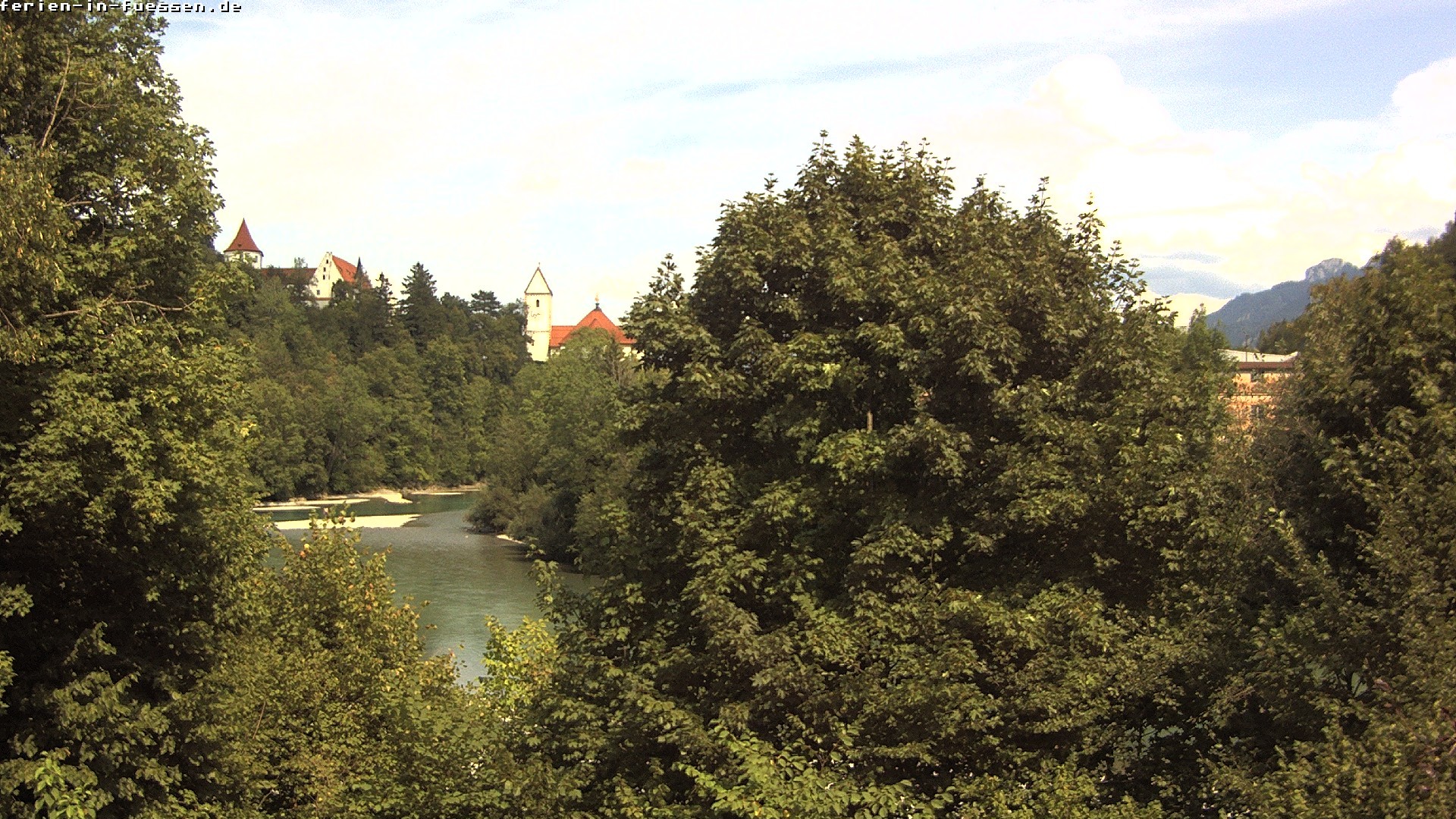 Archiv Foto Webcam Füssen: Blick auf Lech und Hohes Schloss