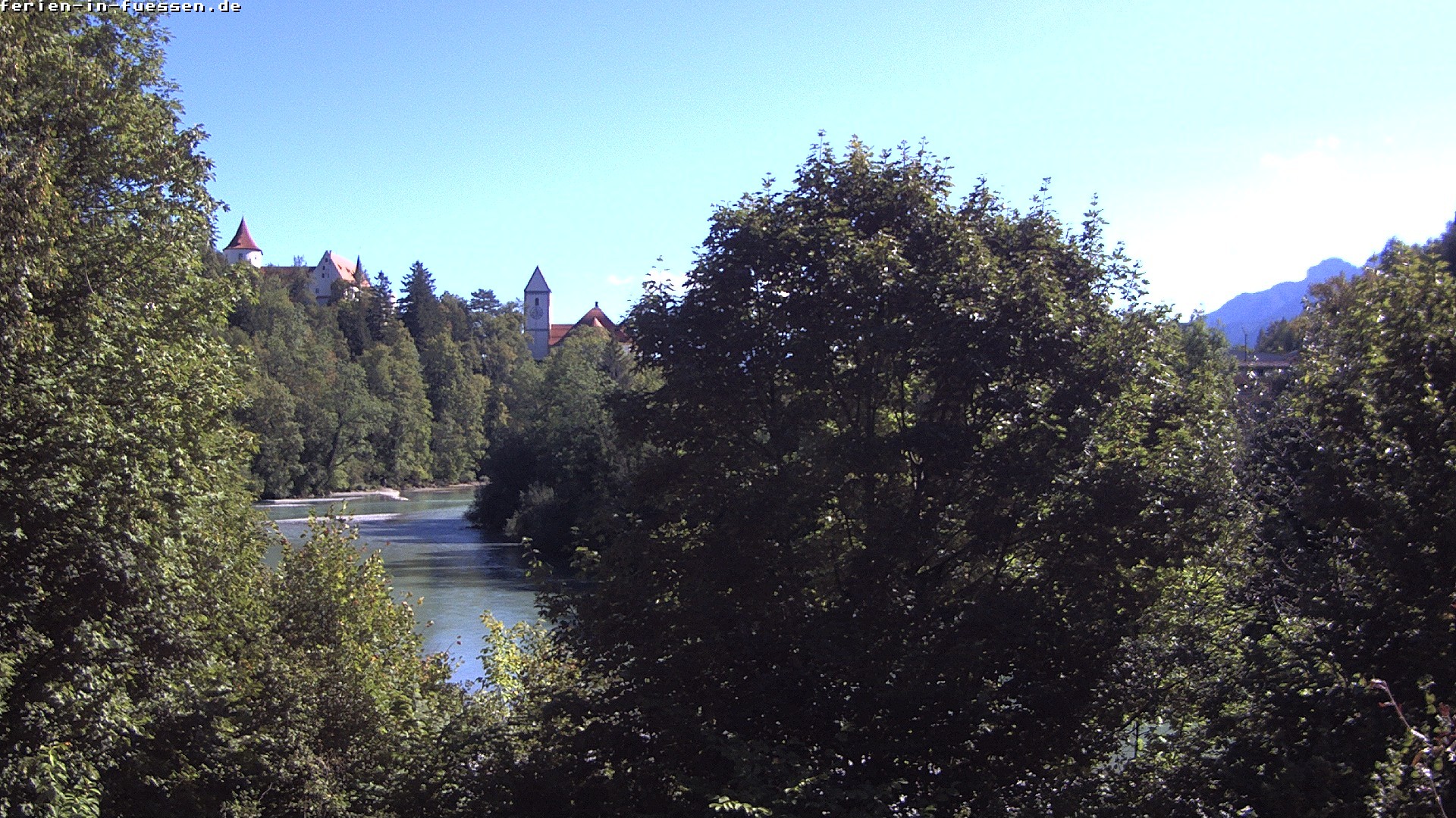 Archiv Foto Webcam Füssen: Blick auf Lech und Hohes Schloss