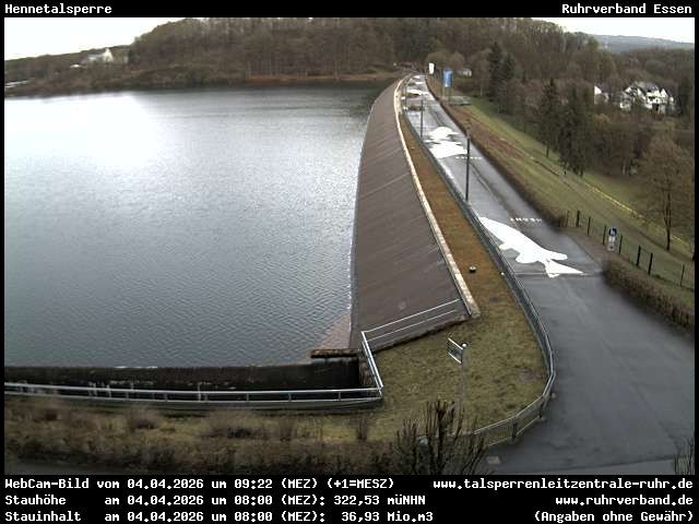 Archived image Webcam lake Hennesee: Dam