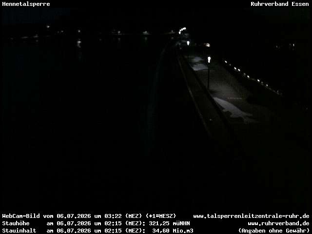Archived image Webcam lake Hennesee: Dam
