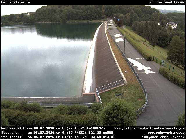 Archived image Webcam lake Hennesee: Dam