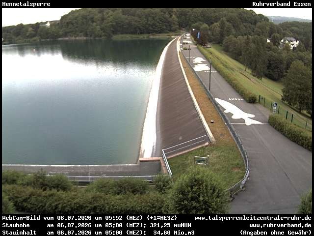 Archived image Webcam lake Hennesee: Dam