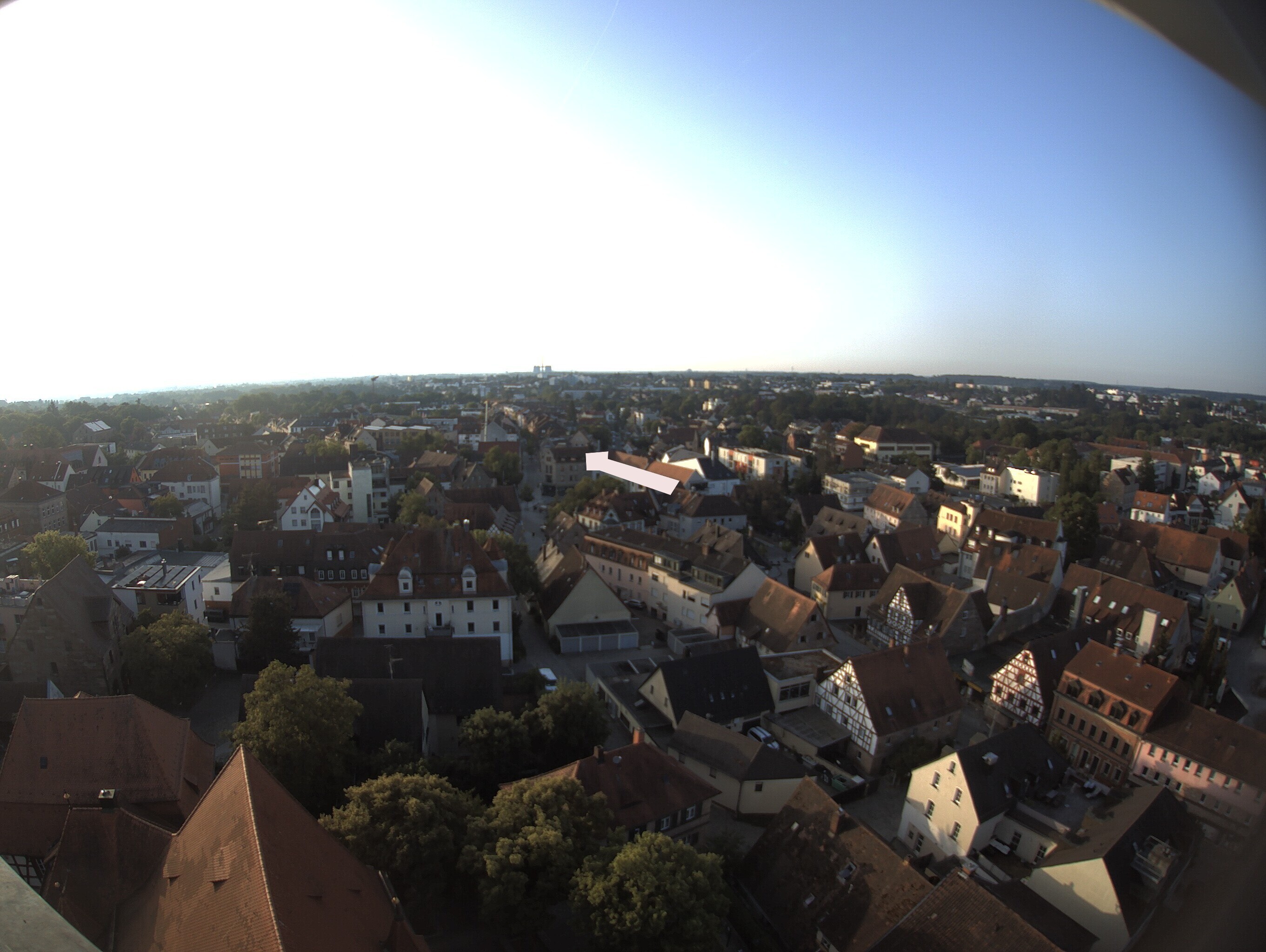 Archived image Webcam View from the church to the town square in Zirndorf