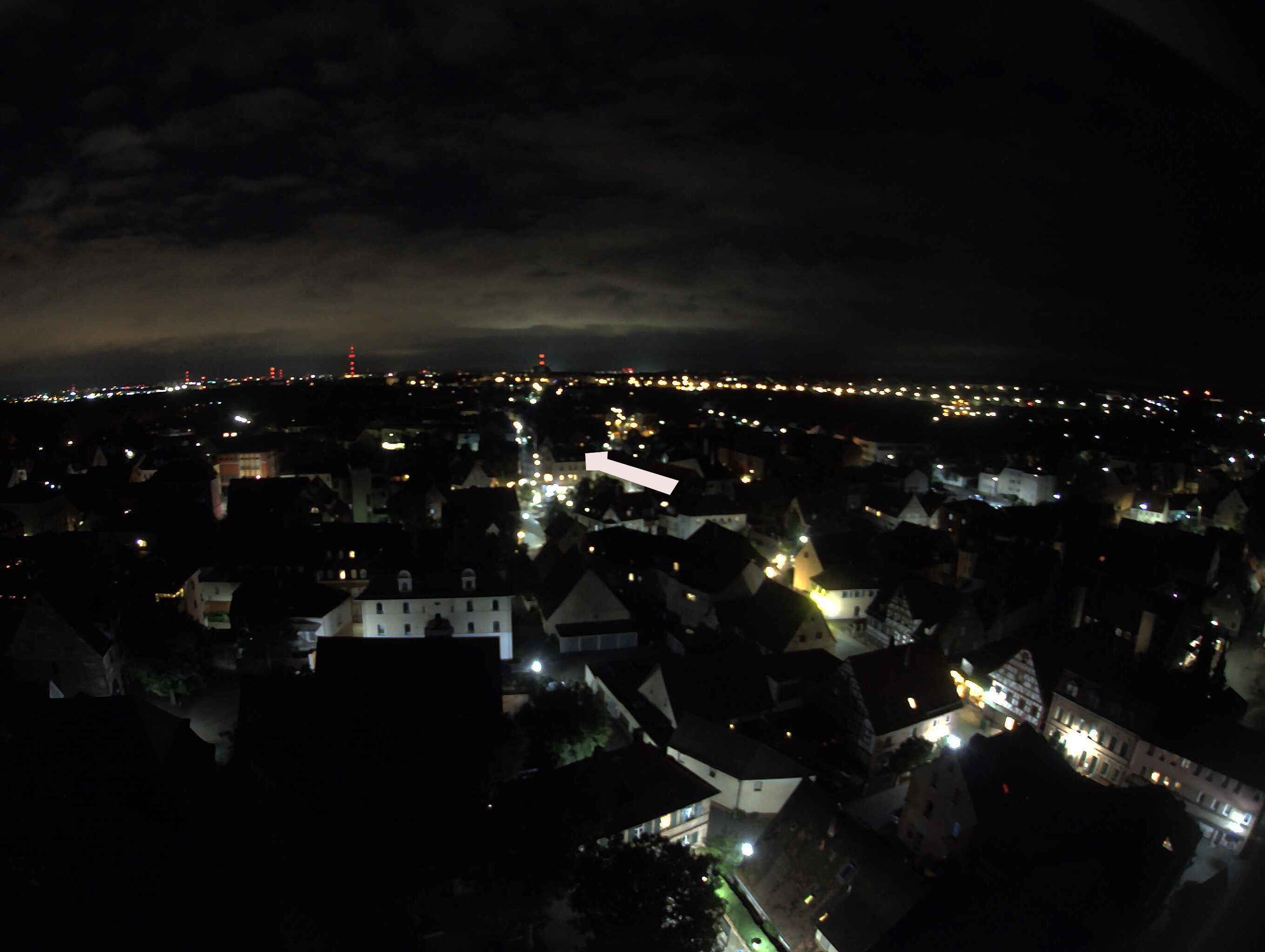 Archived image Webcam View from the church to the town square in Zirndorf