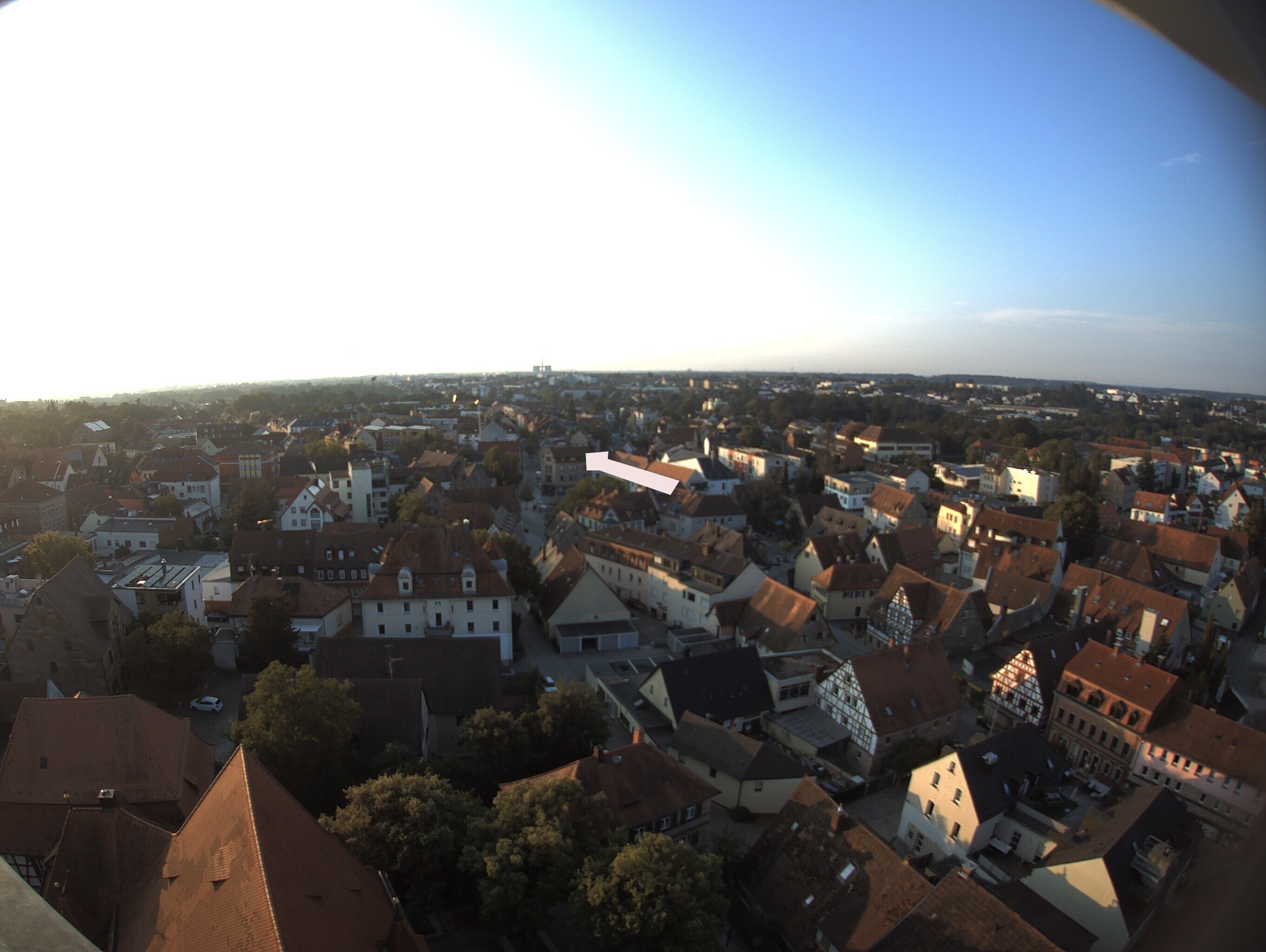 Archived image Webcam View from the church to the town square in Zirndorf