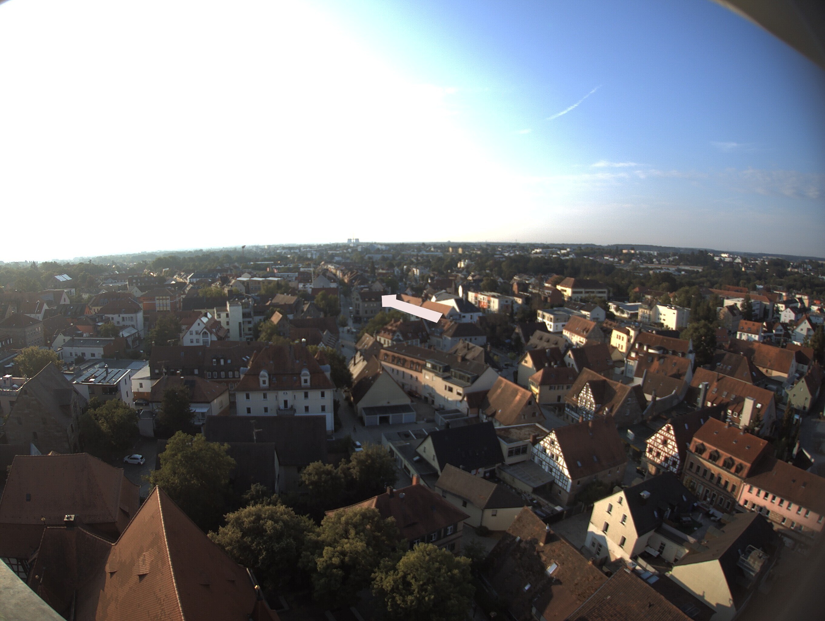 Archived image Webcam View from the church to the town square in Zirndorf