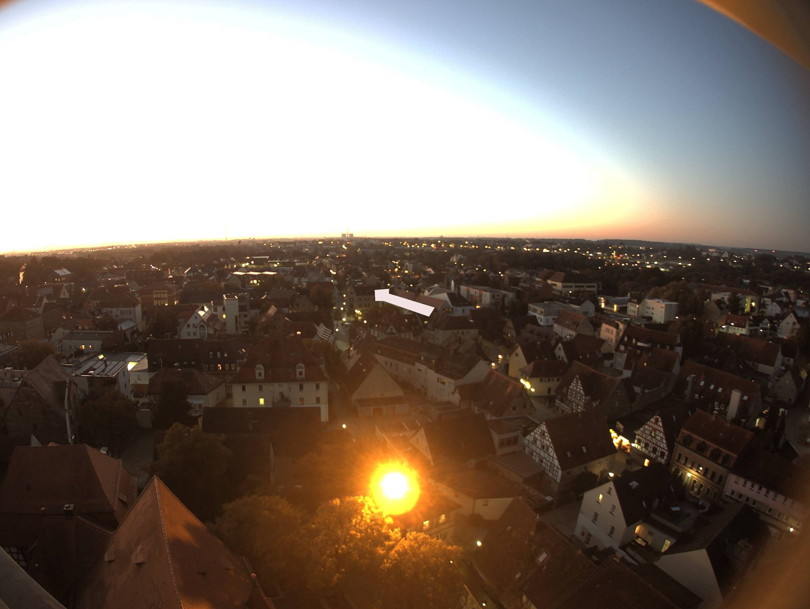 Archived image Webcam View from the church to the town square in Zirndorf
