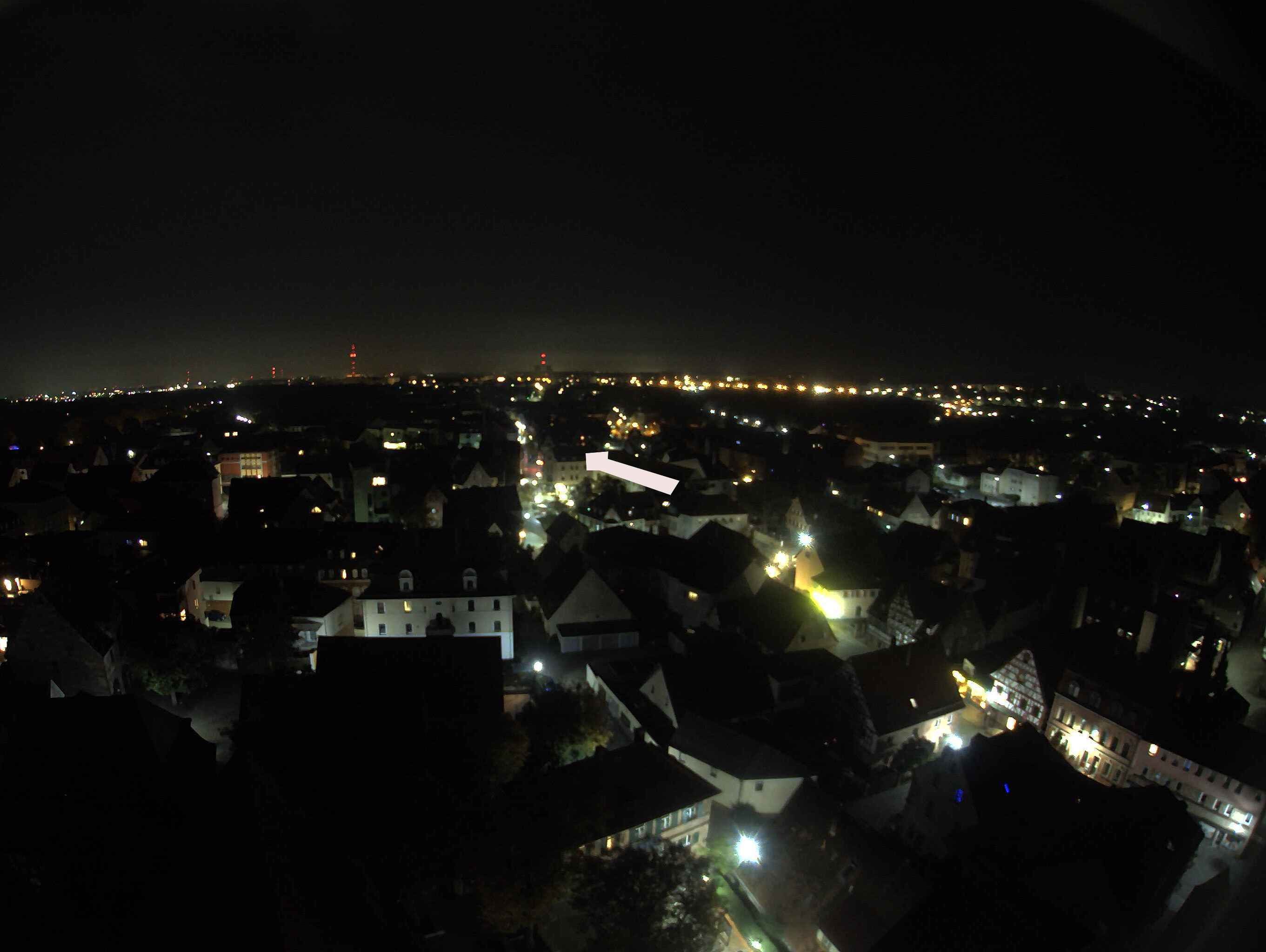 Archived image Webcam View from the church to the town square in Zirndorf