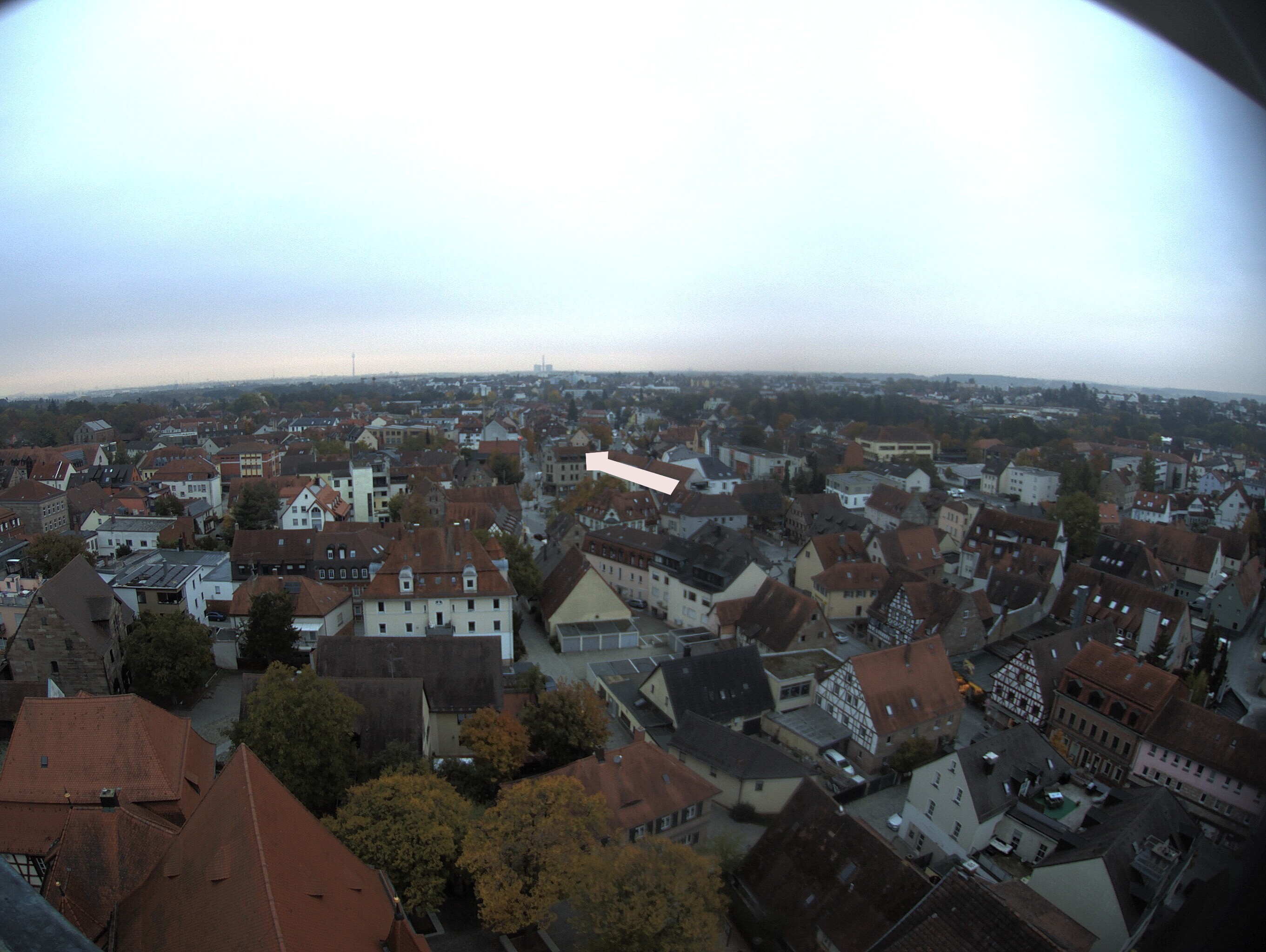 Archived image Webcam View from the church to the town square in Zirndorf