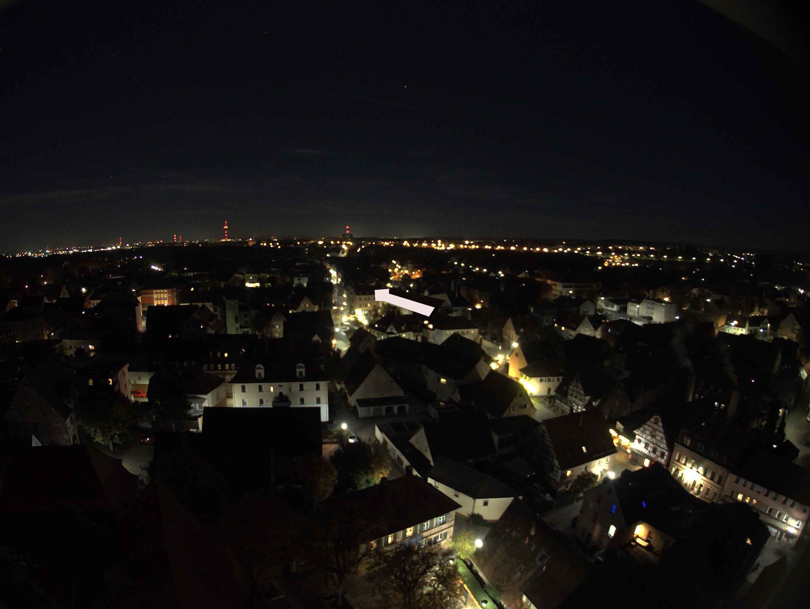 Archived image Webcam View from the church to the town square in Zirndorf