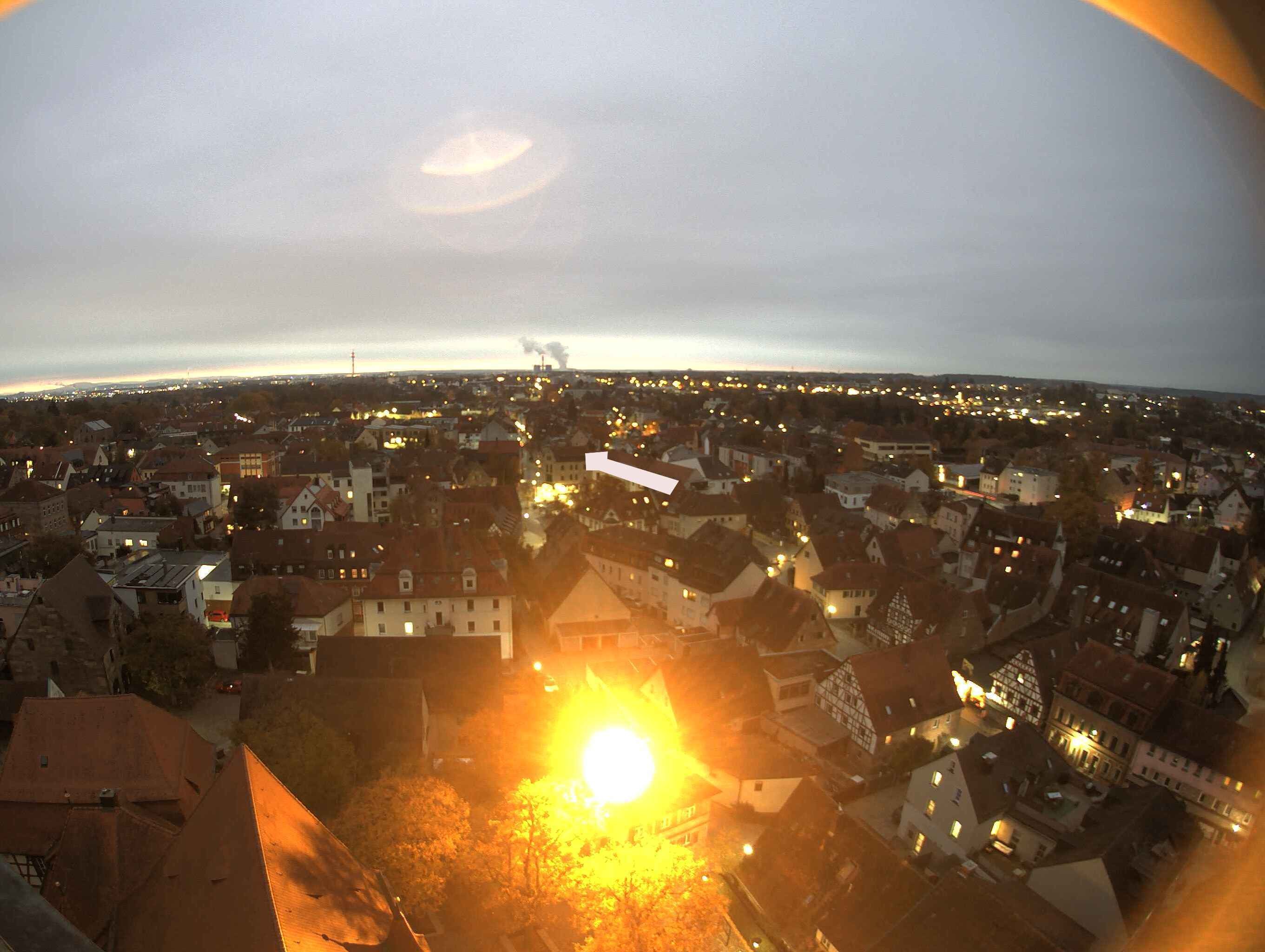 Archived image Webcam View from the church to the town square in Zirndorf