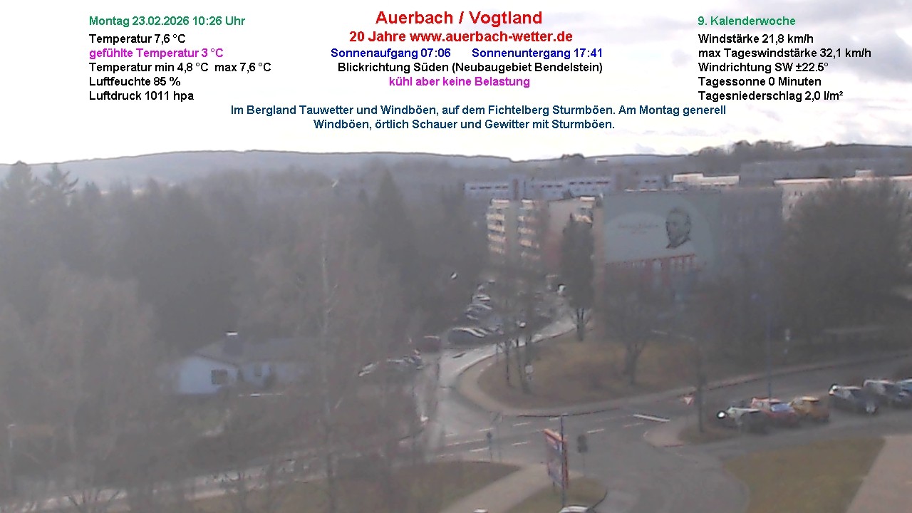 Archiv Foto Webcam Auerbach Vogtland