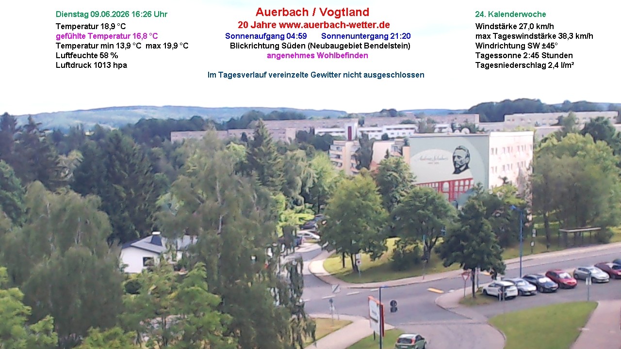 Archiv Foto Webcam Auerbach Vogtland