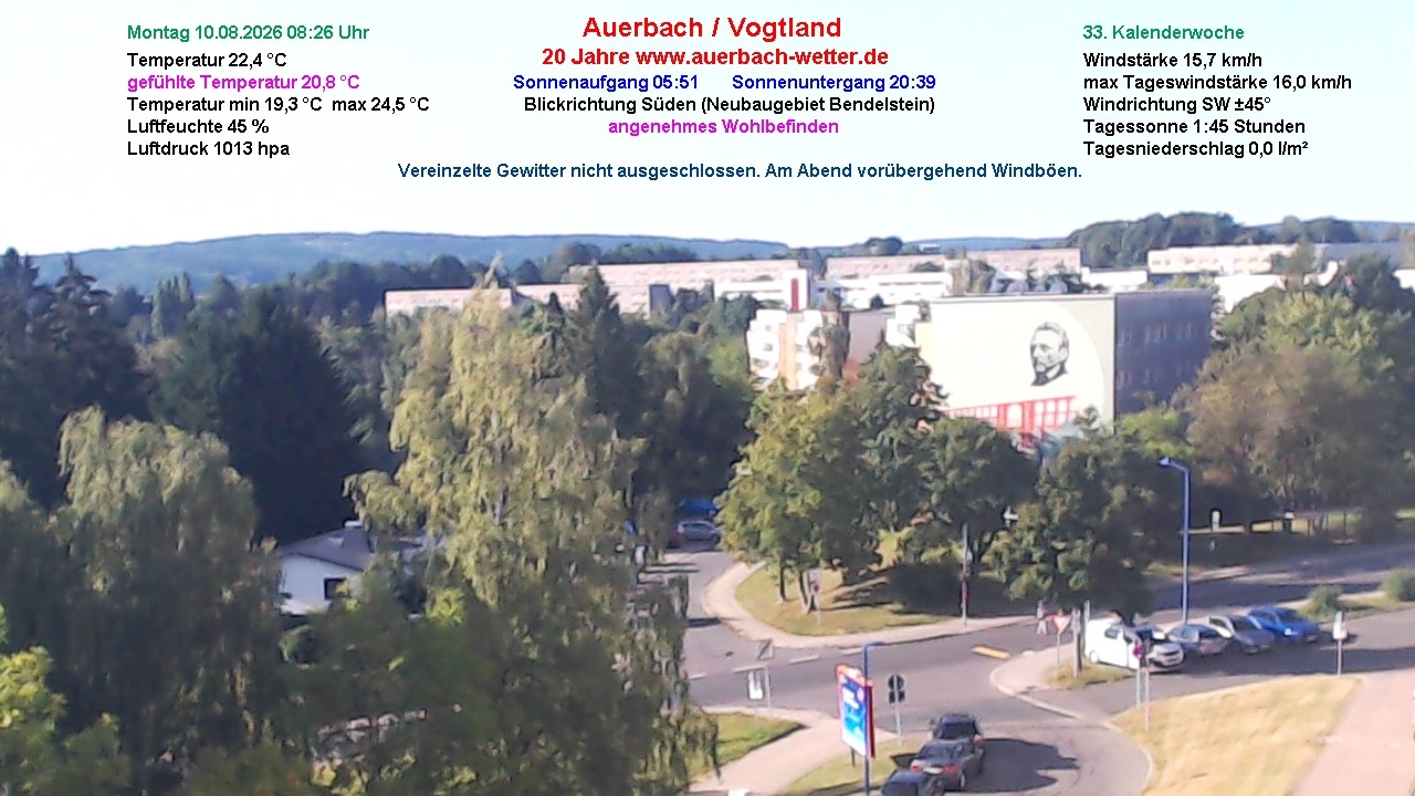 Archiv Foto Webcam Auerbach Vogtland