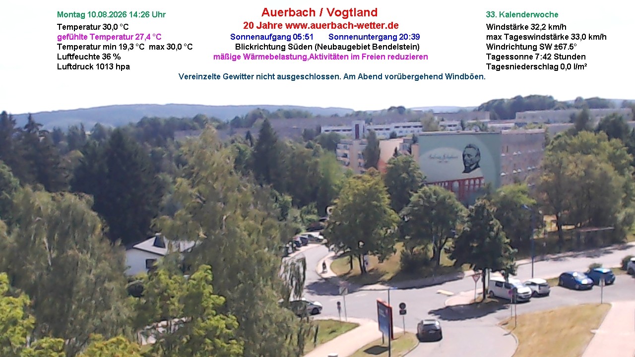 Archiv Foto Webcam Auerbach Vogtland