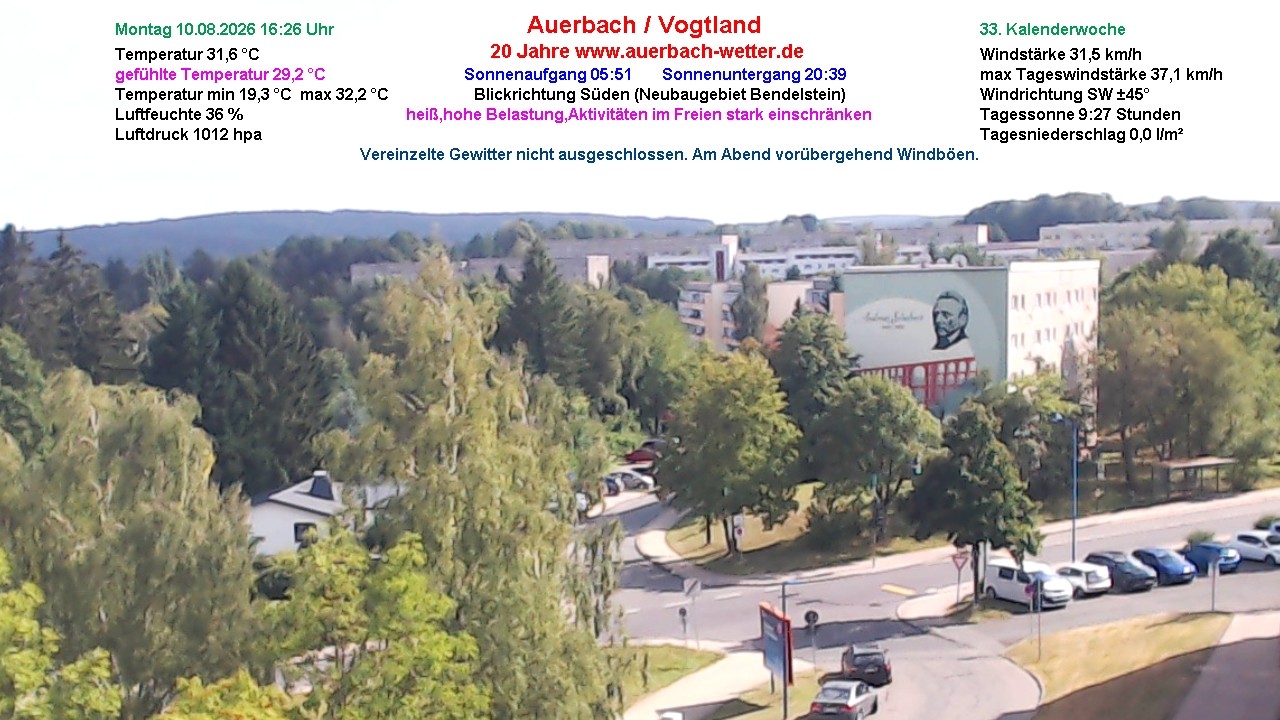 Archiv Foto Webcam Auerbach Vogtland