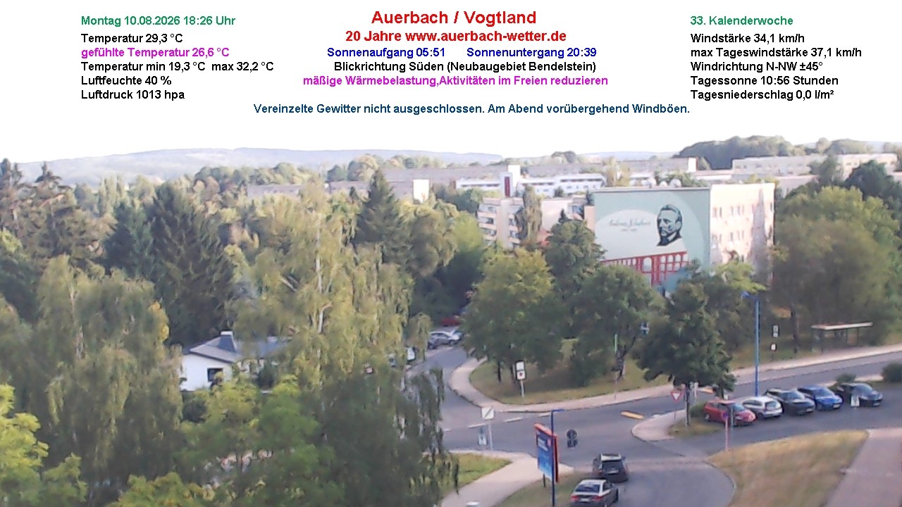 Archiv Foto Webcam Auerbach Vogtland