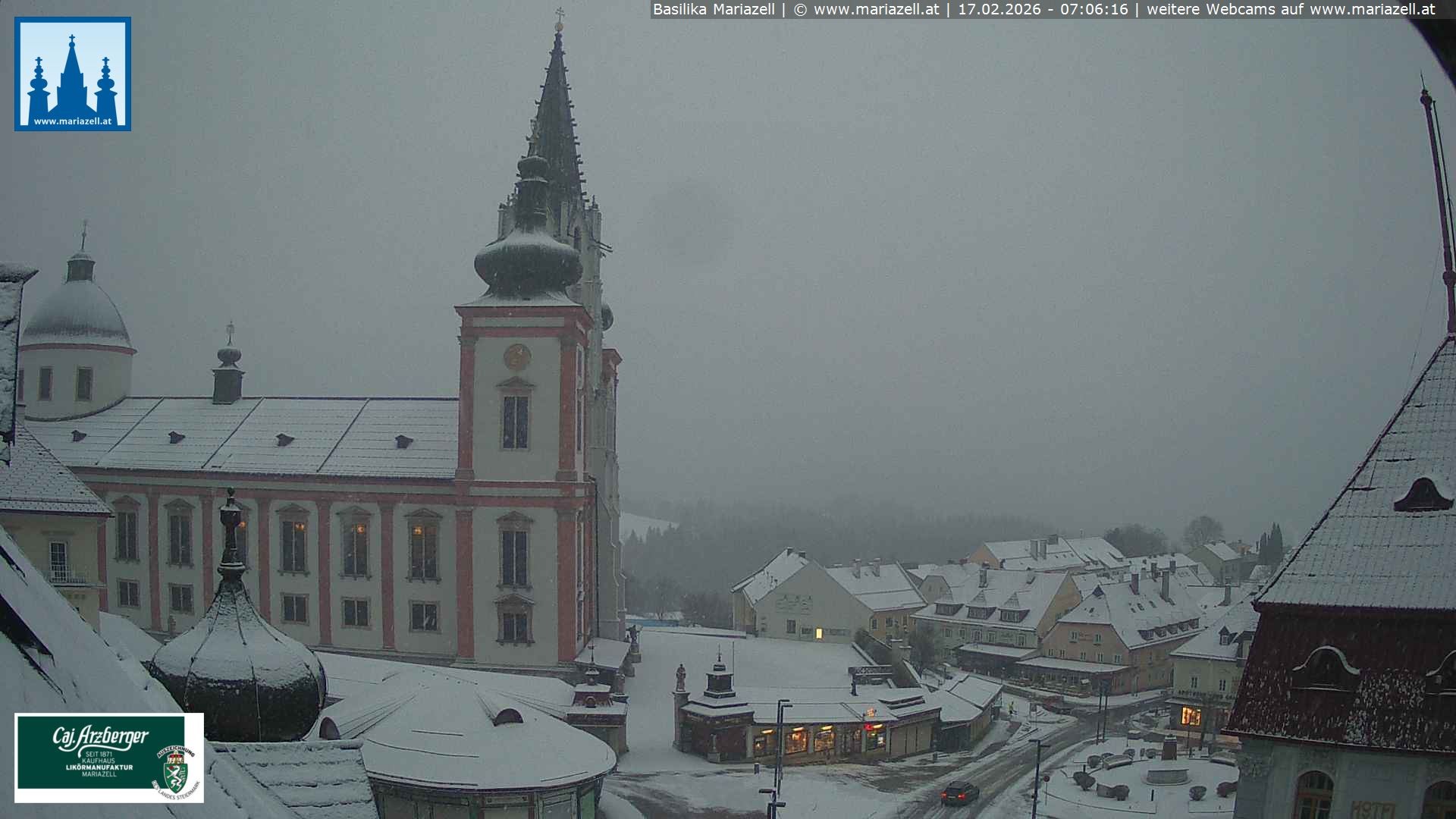 Archiv Foto Webcam Mariazell - Blick auf die Basilika