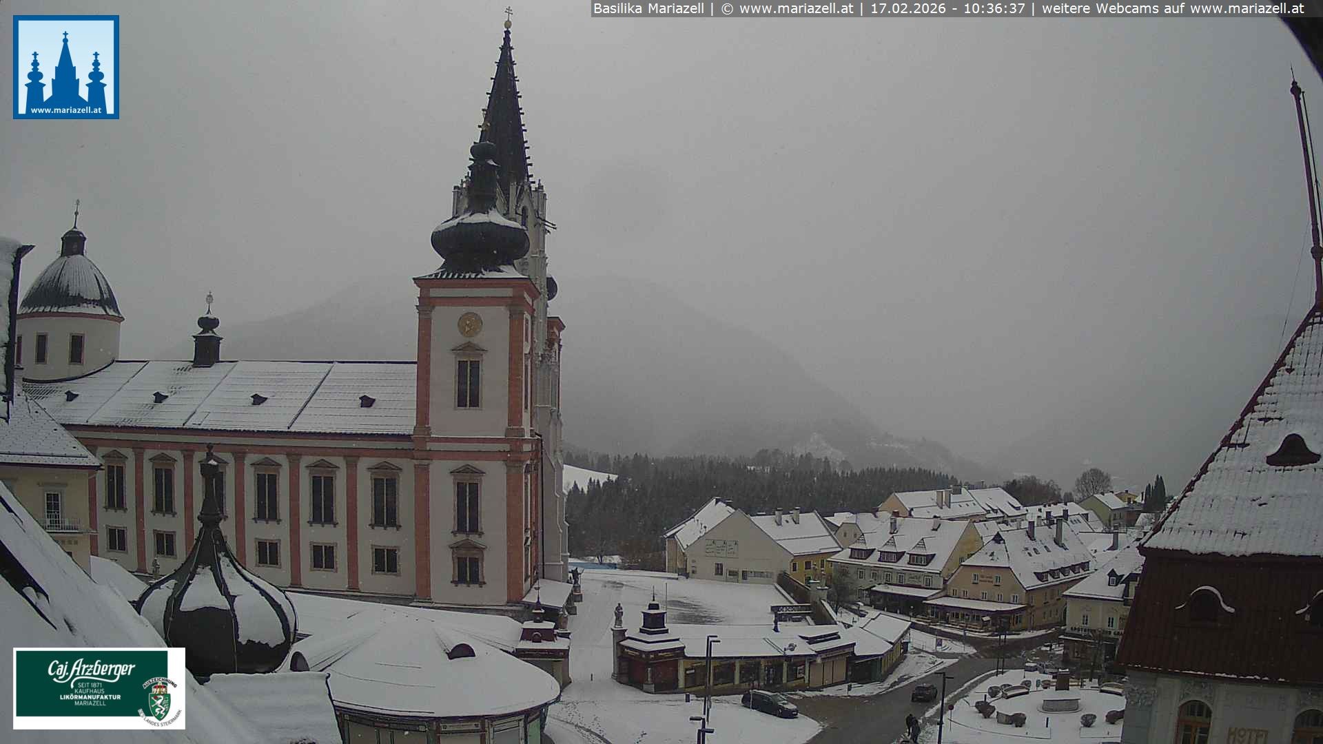 Archiv Foto Webcam Mariazell - Blick auf die Basilika
