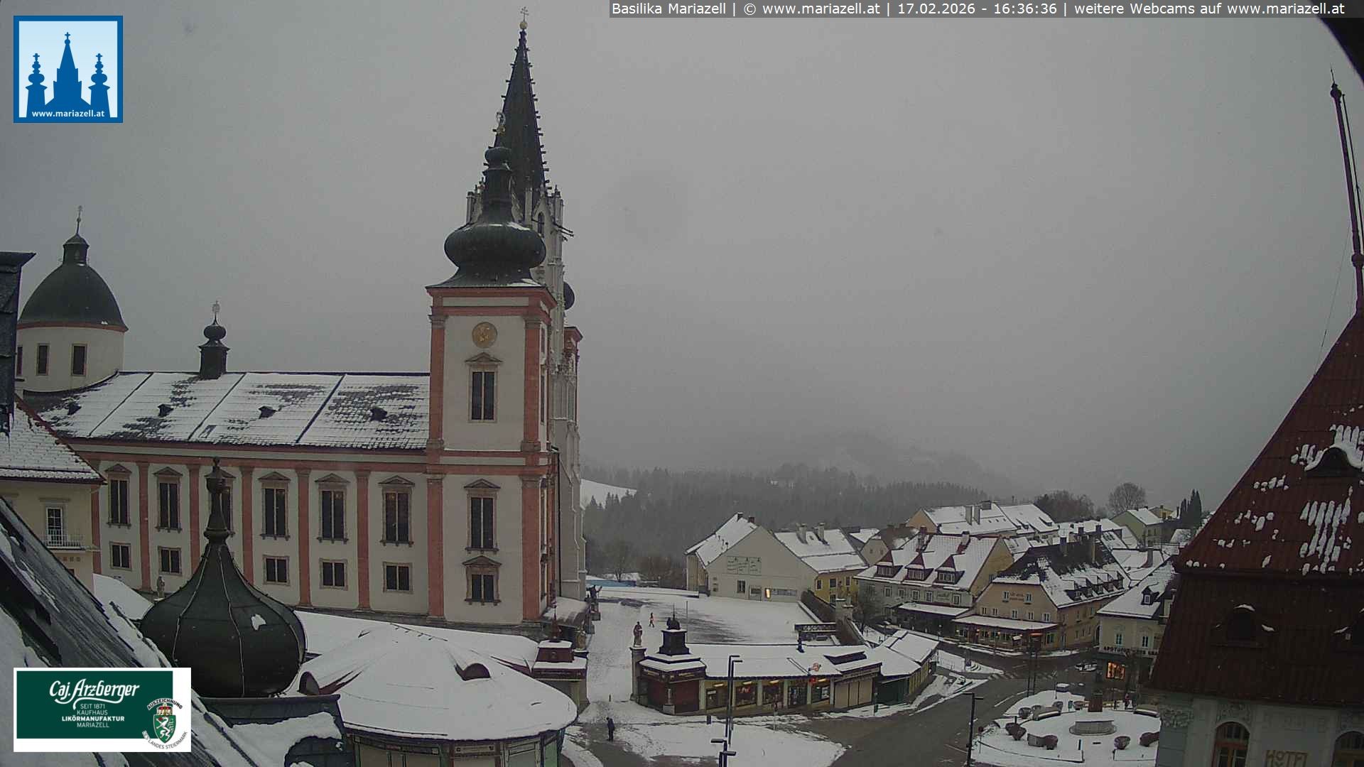 Archiv Foto Webcam Mariazell - Blick auf die Basilika