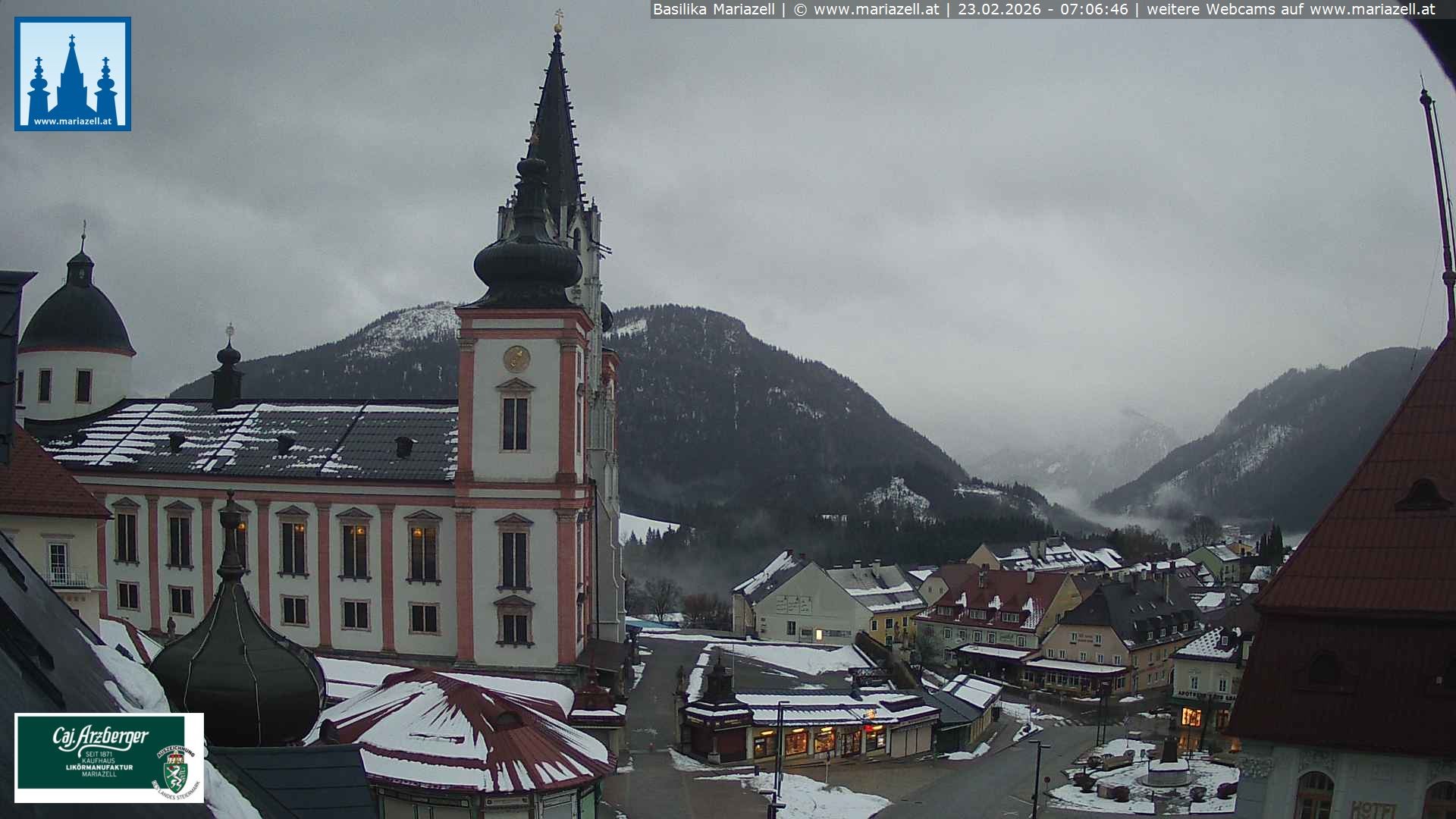 Archiv Foto Webcam Mariazell - Blick auf die Basilika