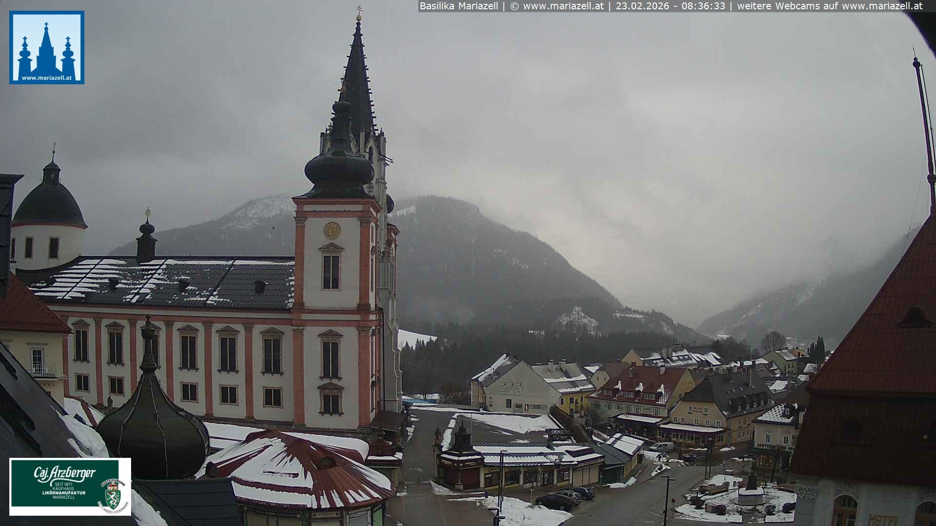 Archiv Foto Webcam Mariazell - Blick auf die Basilika