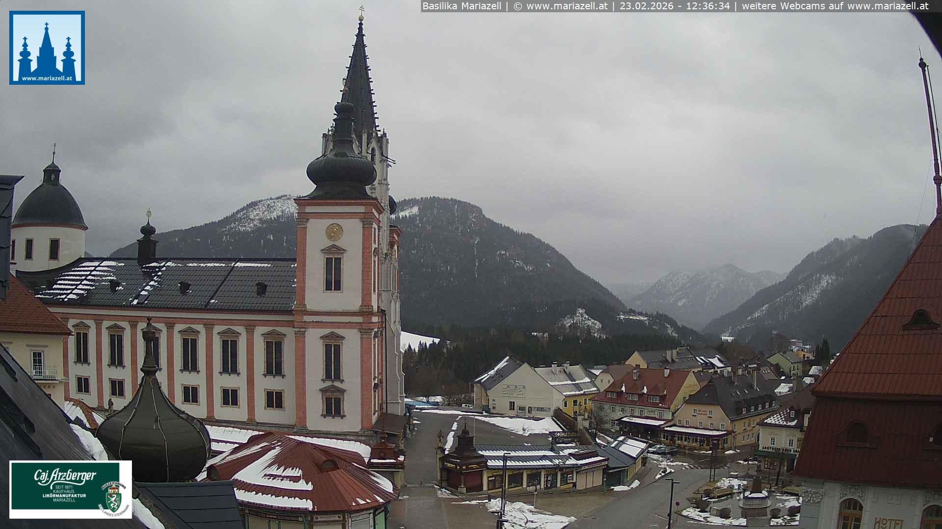 Archiv Foto Webcam Mariazell - Blick auf die Basilika