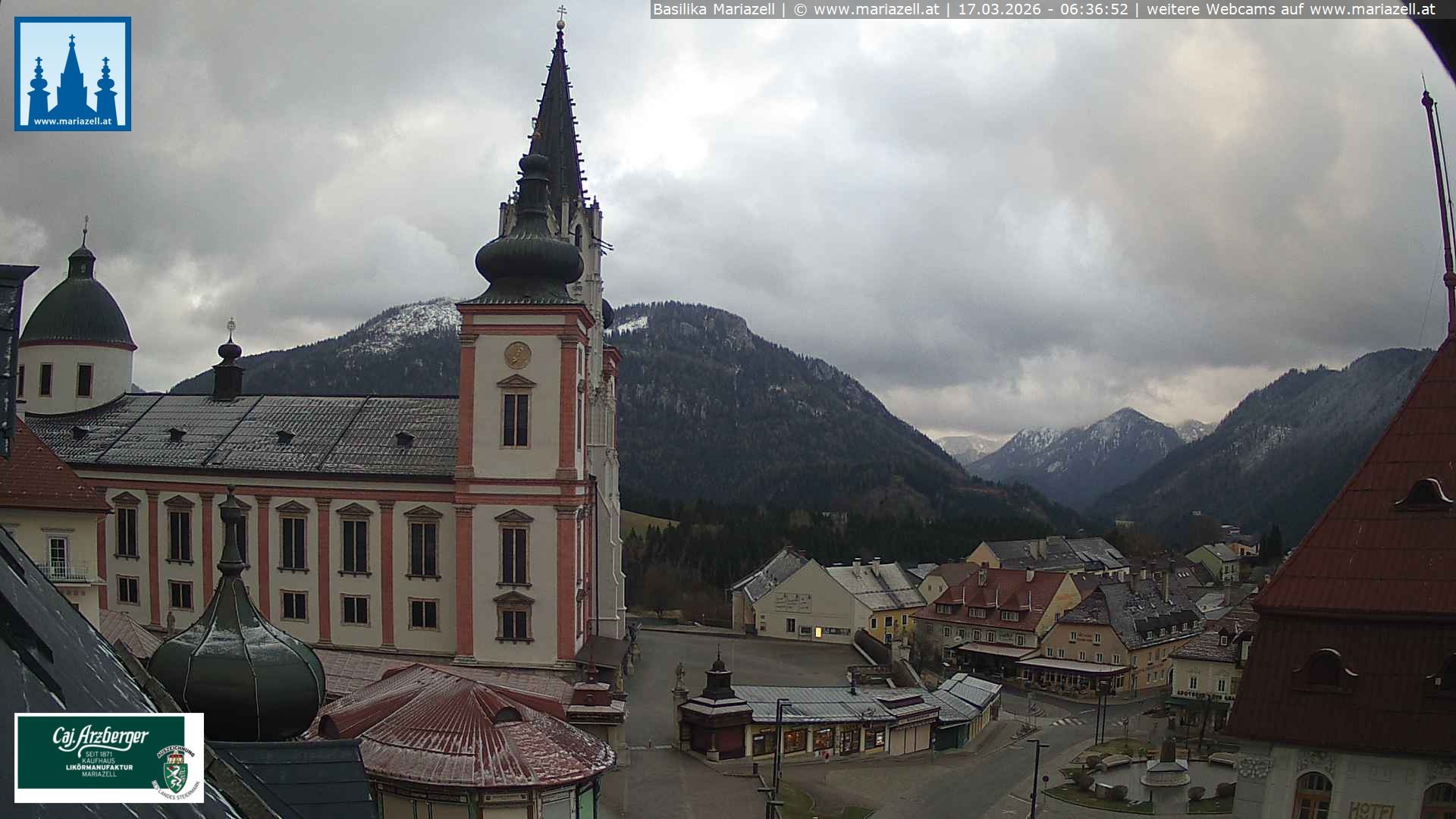 Archiv Foto Webcam Mariazell - Blick auf die Basilika